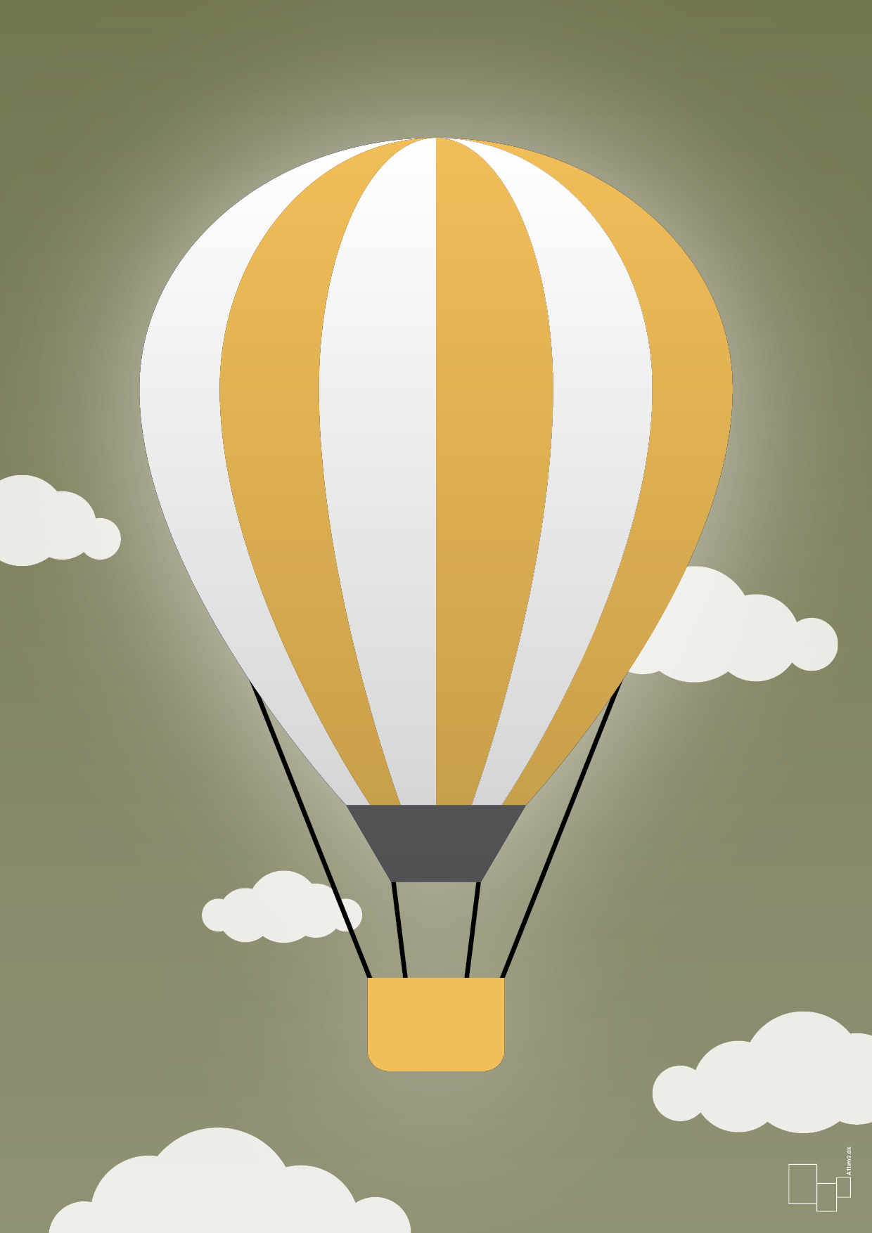 plakat: luftballon i gul - secret meadow-Illustrationer-A1two3