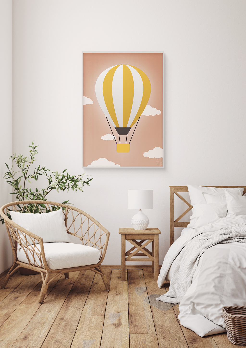 Luftballon i gul - petrol-Illustrationer-A1two3
