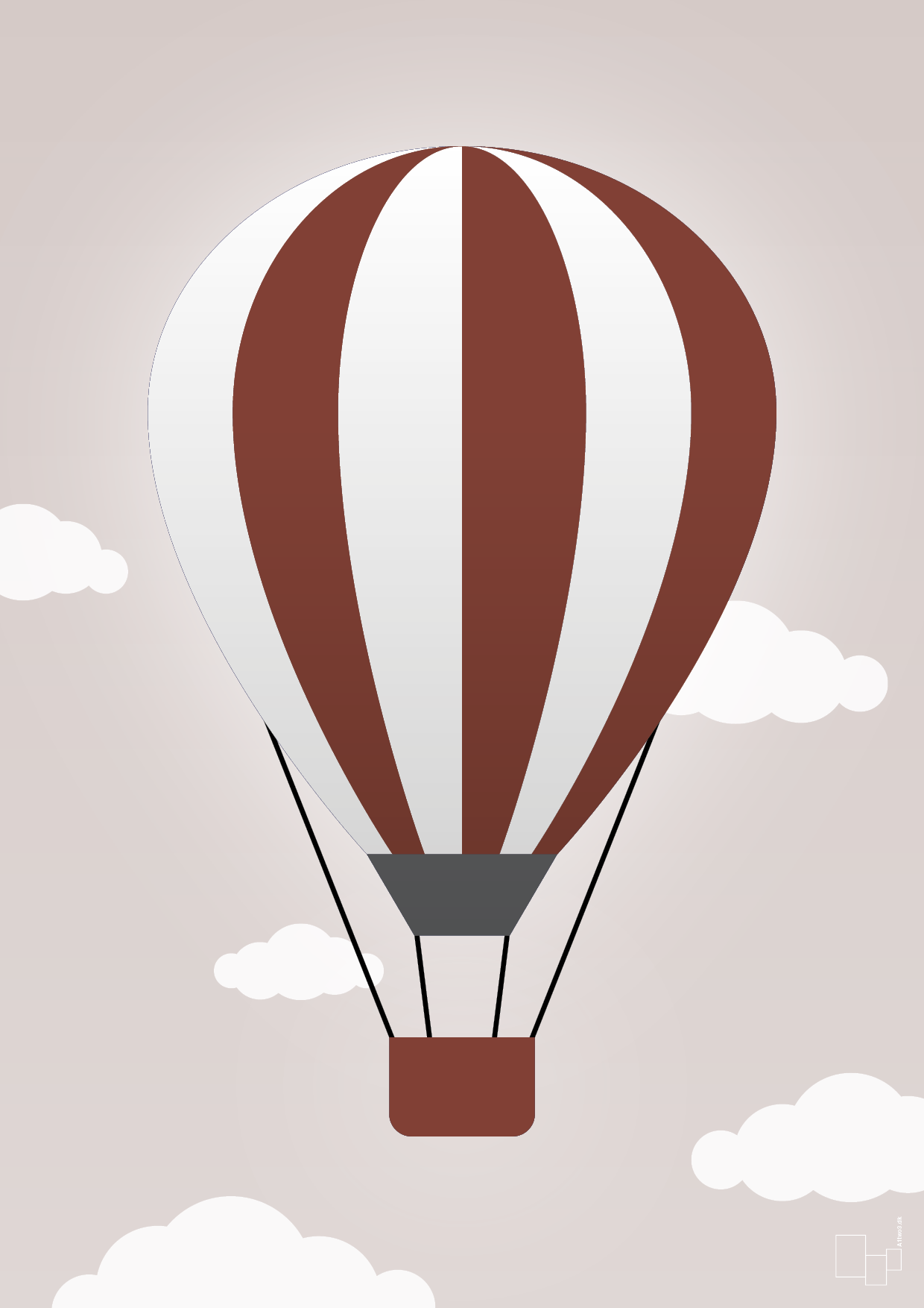 plakat: luftballon i rød - broken beige-Illustrationer-A1two3
