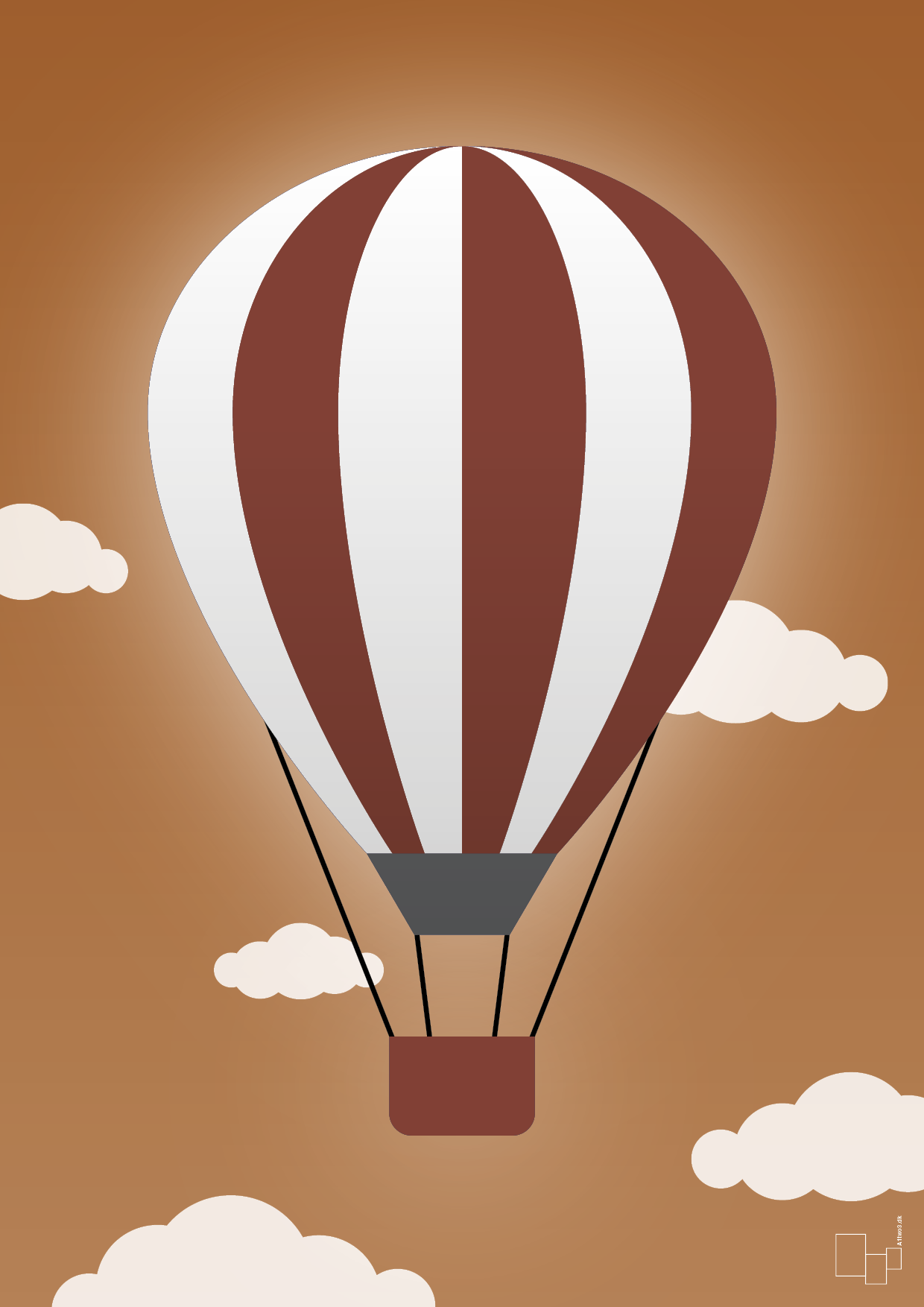 plakat: luftballon i rød - cognac-Illustrationer-A1two3