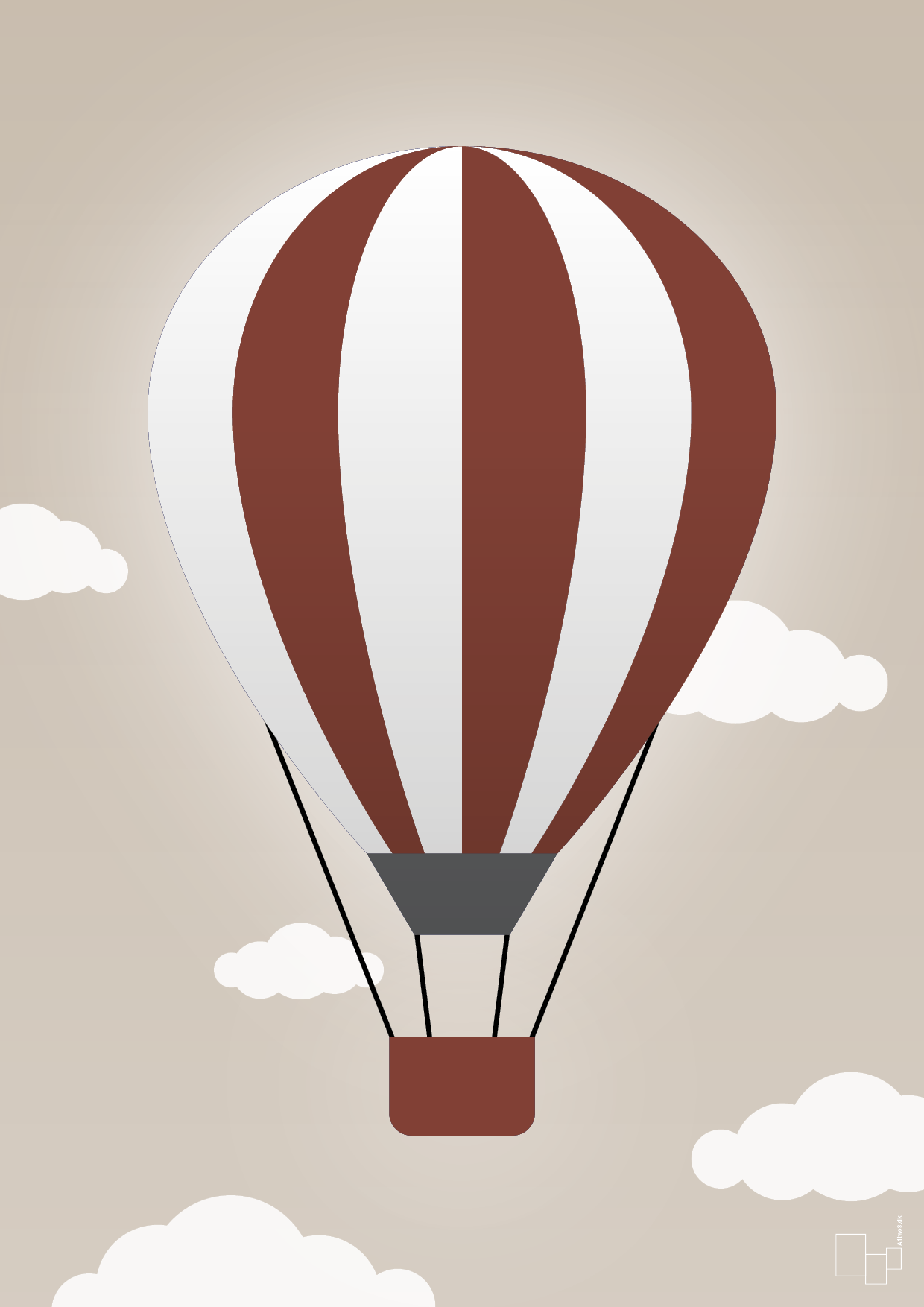 plakat: luftballon i rød - creamy mushroom-Illustrationer-A1two3