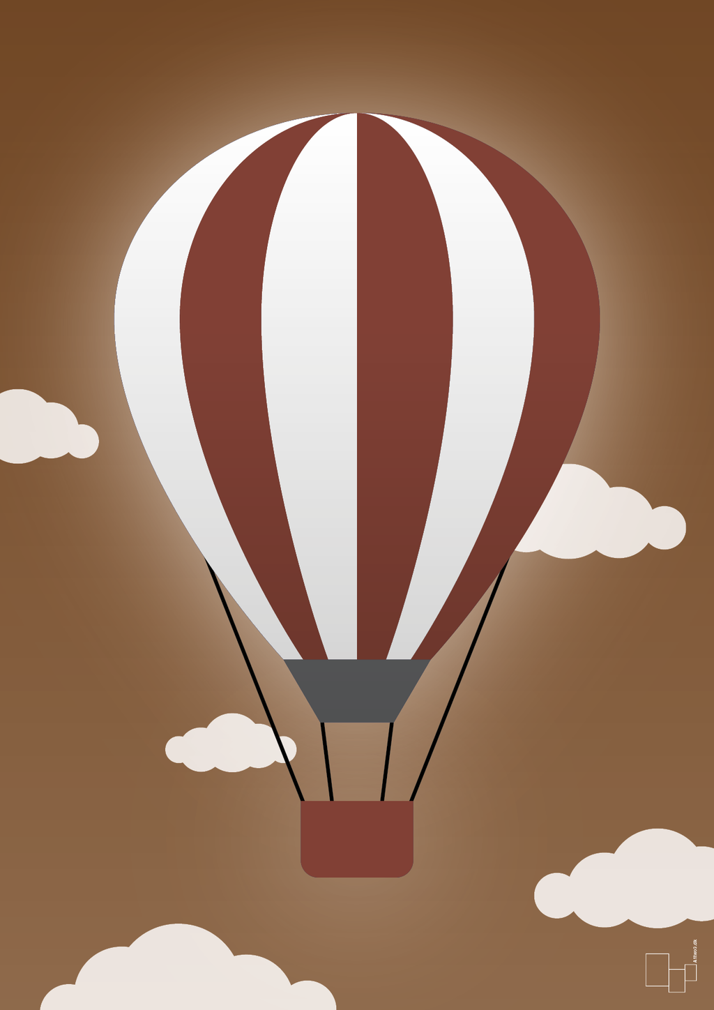 plakat: luftballon i rød - dark brown-Illustrationer-A1two3