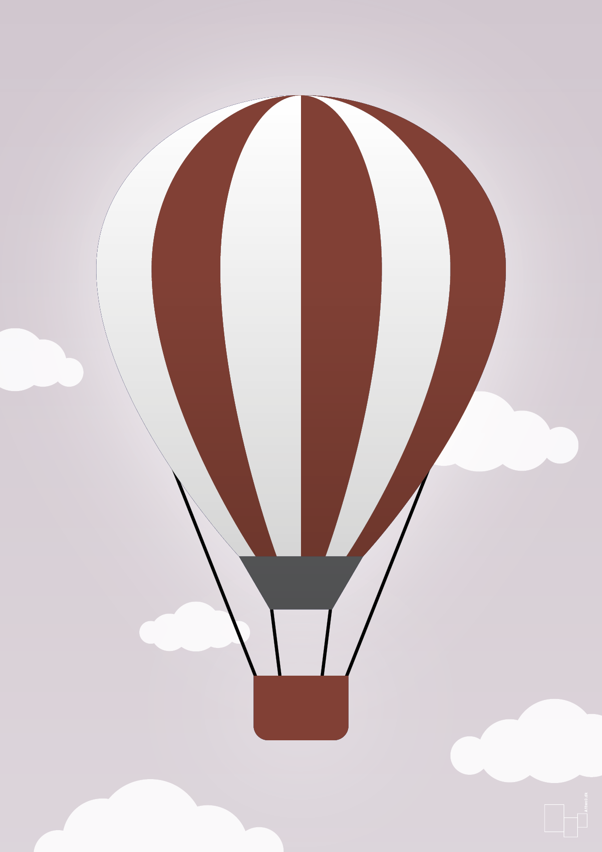 plakat: luftballon i rød - dusty lilac-Illustrationer-A1two3