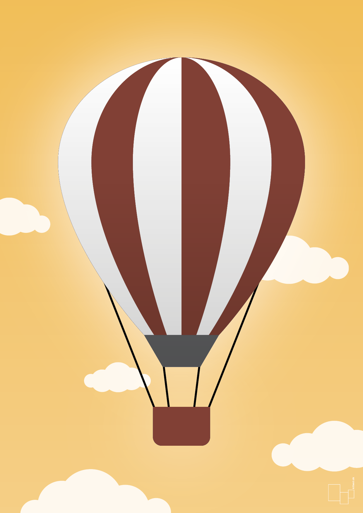 plakat: luftballon i rød - honeycomb-Illustrationer-A1two3