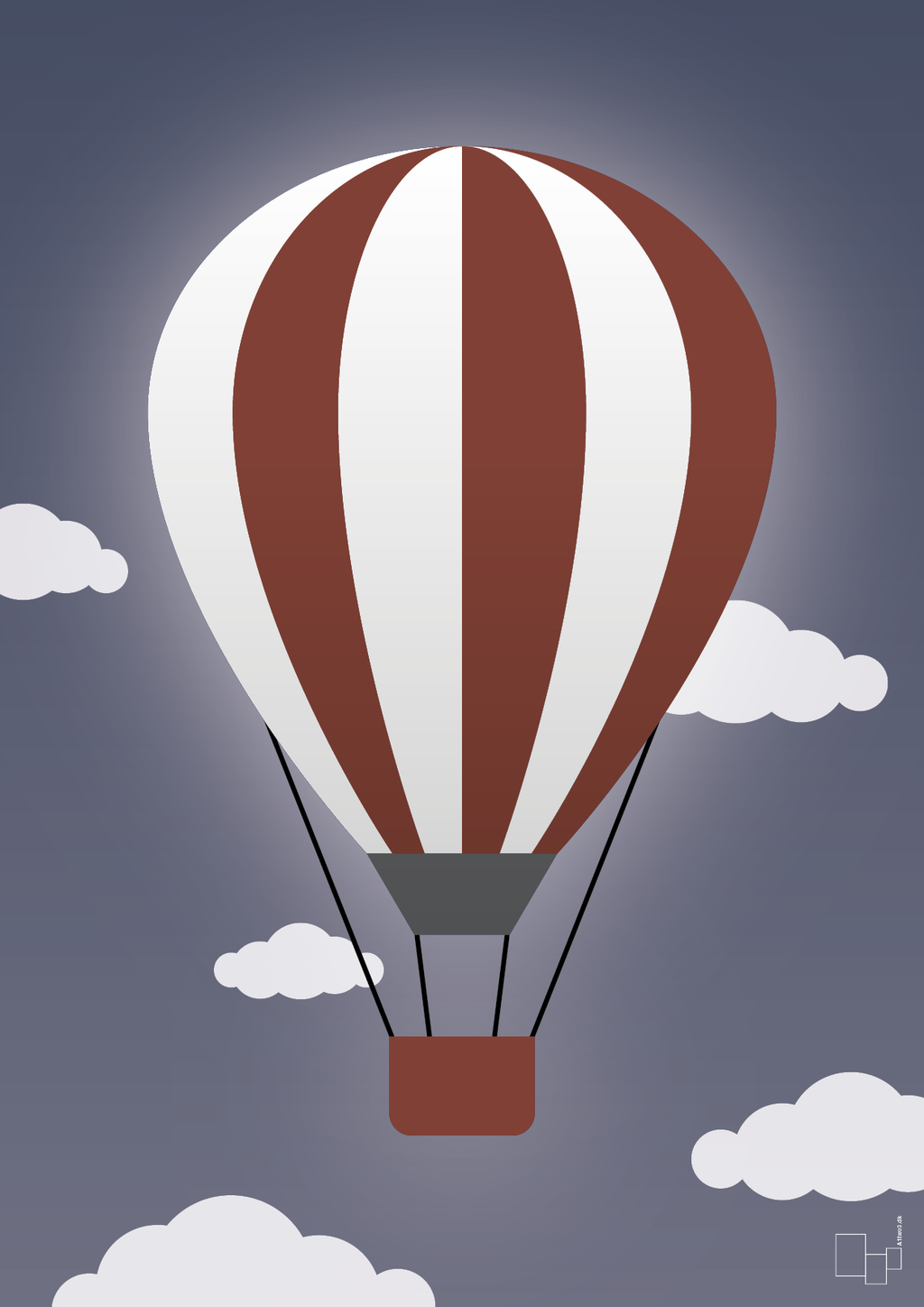 Luftballon i rød - petrol-Illustrationer-A1two3