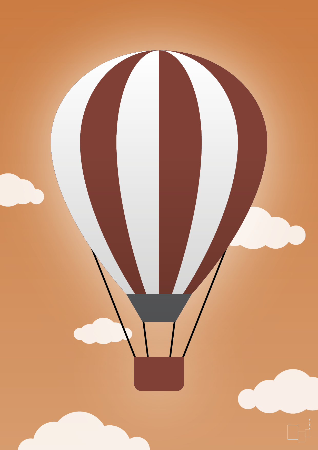 plakat: luftballon i rød - rumba orange-Illustrationer-A1two3