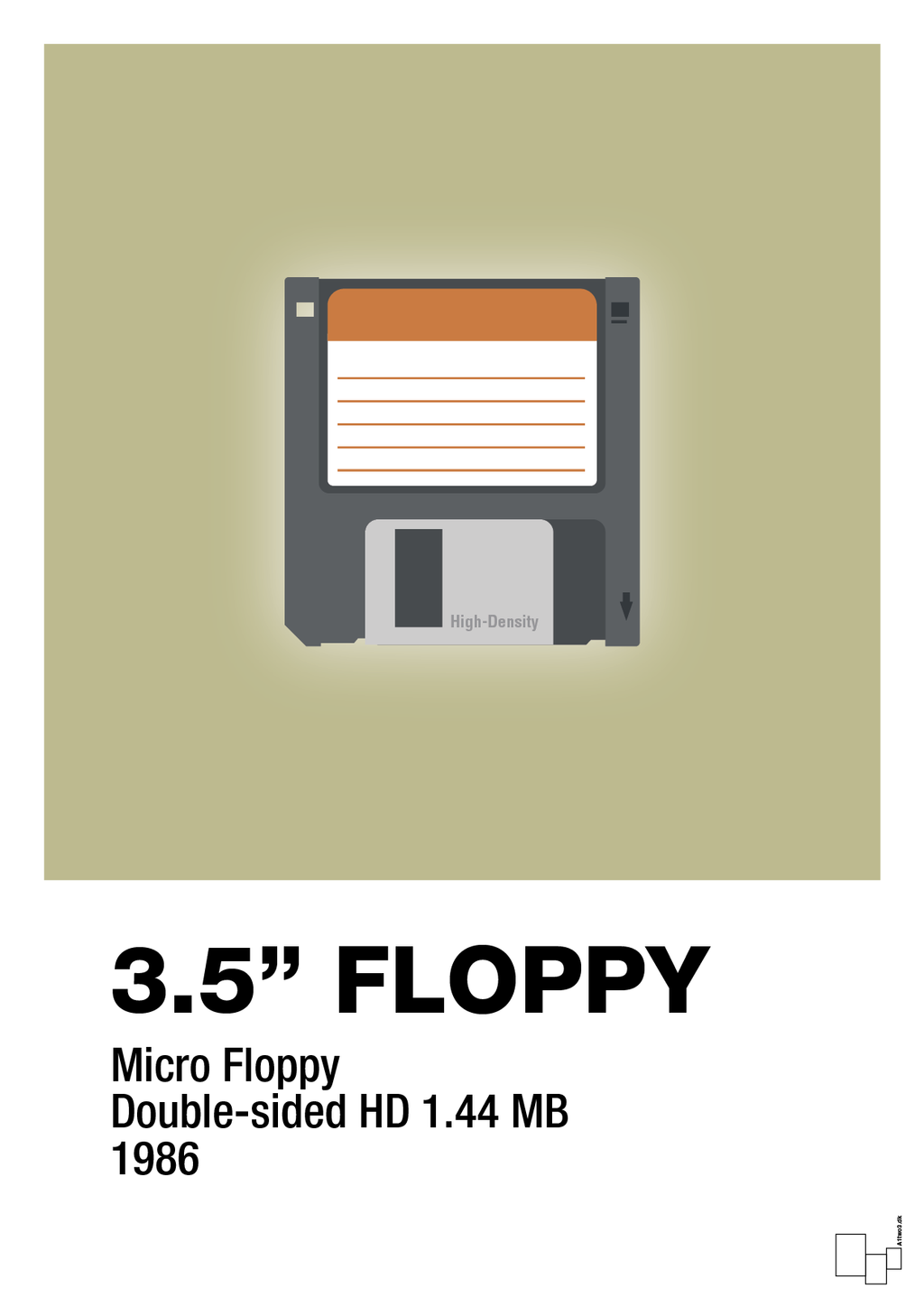 plakat: floppy disc 3.5" - back to nature-Retro-A1two3