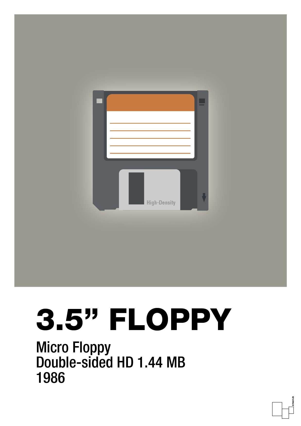 plakat: floppy disc 3.5" - battleship gray-Retro-A1two3