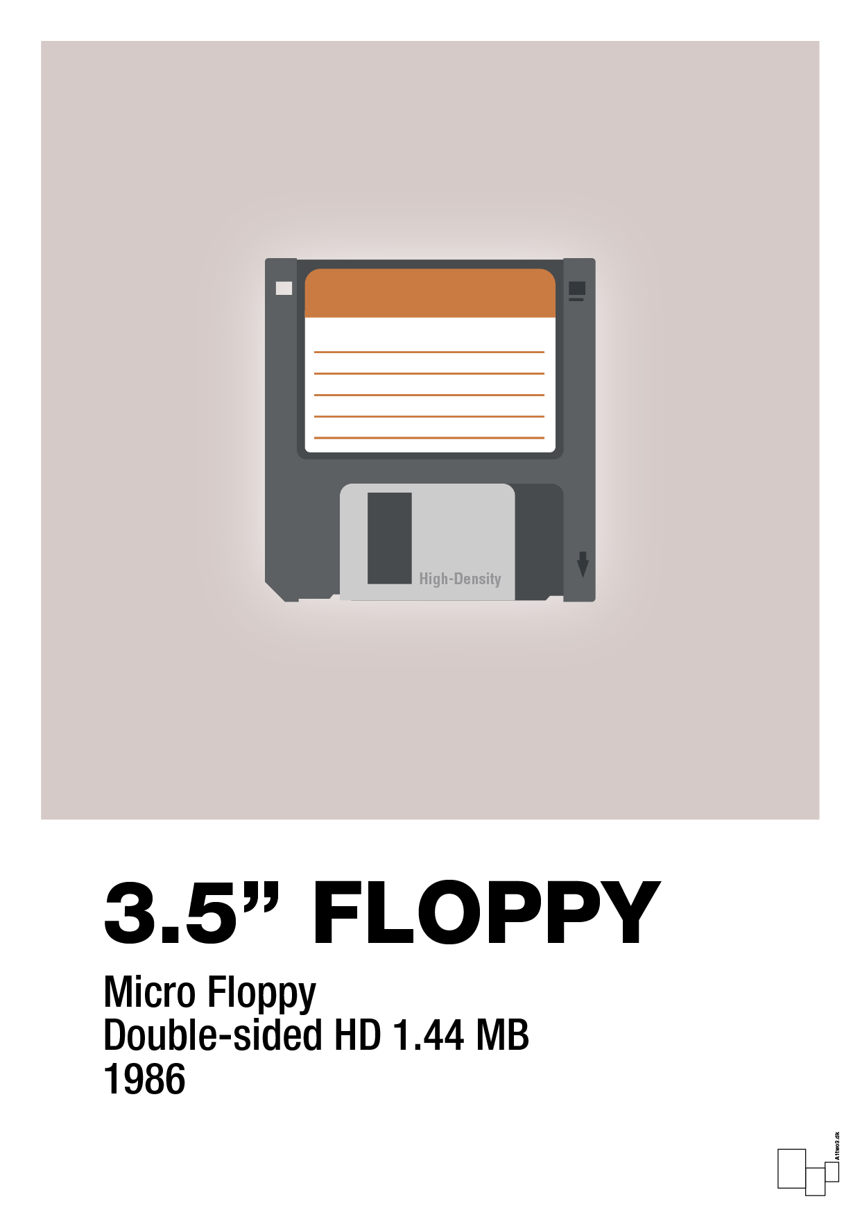 plakat: floppy disc 3.5" - broken beige-Retro-A1two3