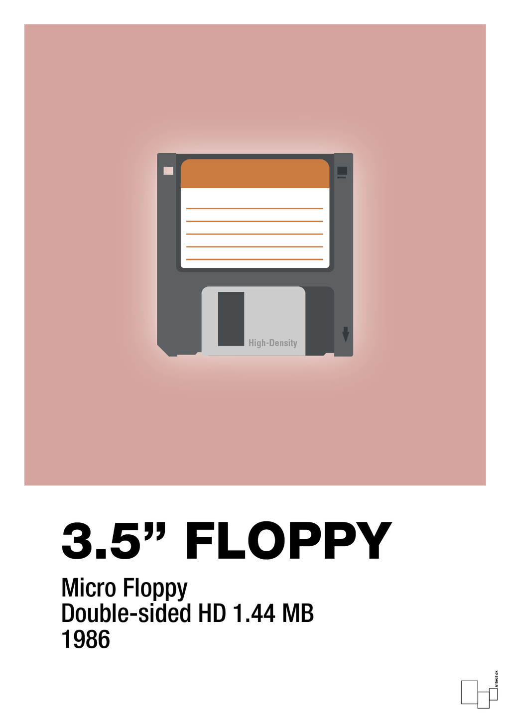 plakat: floppy disc 3.5" - bubble shell-Retro-A1two3