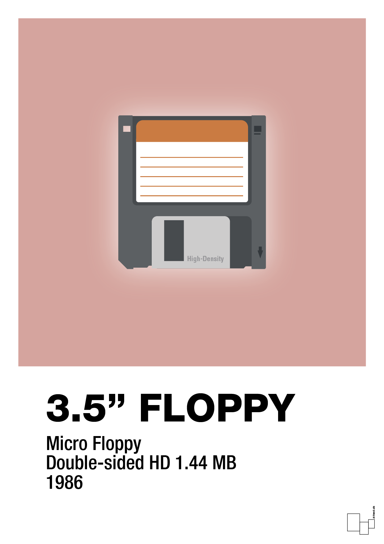 plakat: floppy disc 3.5" - bubble shell-Retro-A1two3