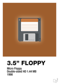 plakat: floppy disc 3.5" - cognac-Retro-A1two3