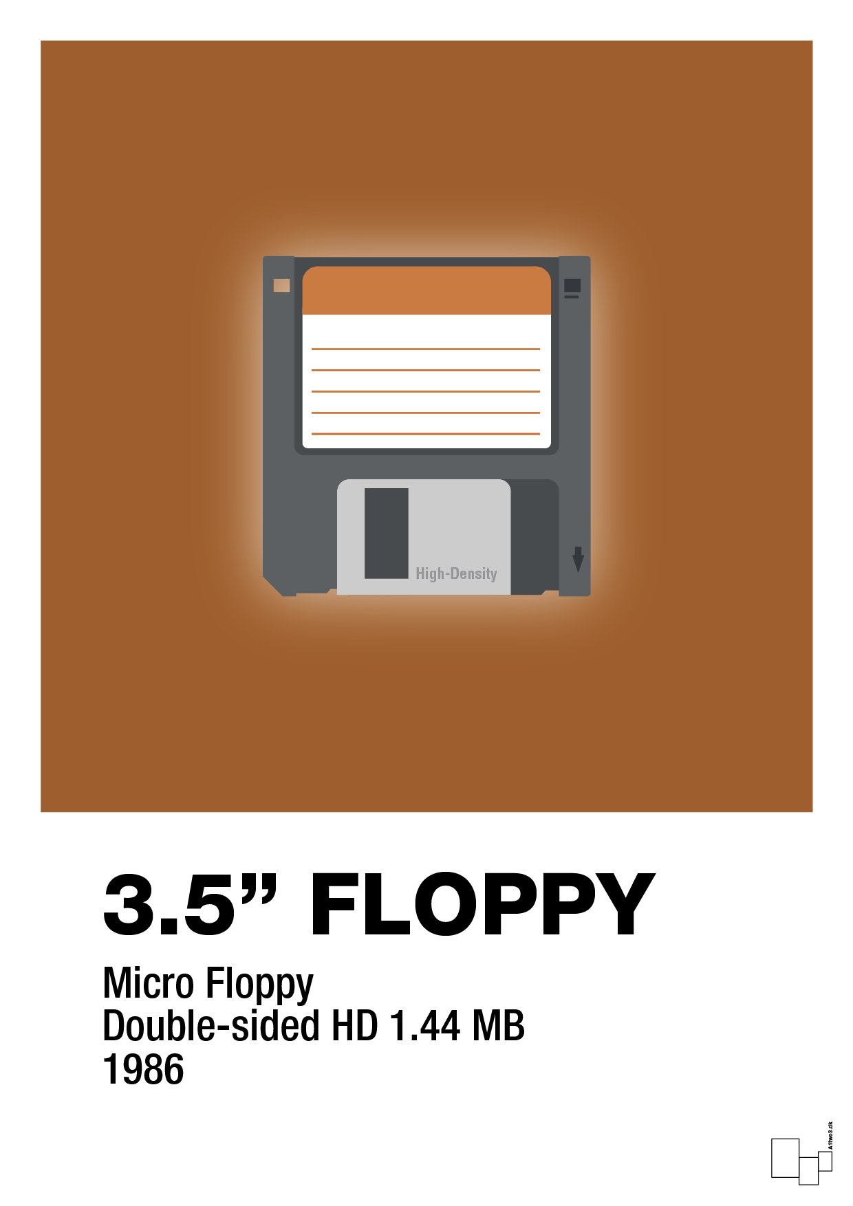 plakat: floppy disc 3.5" - cognac-Retro-A1two3