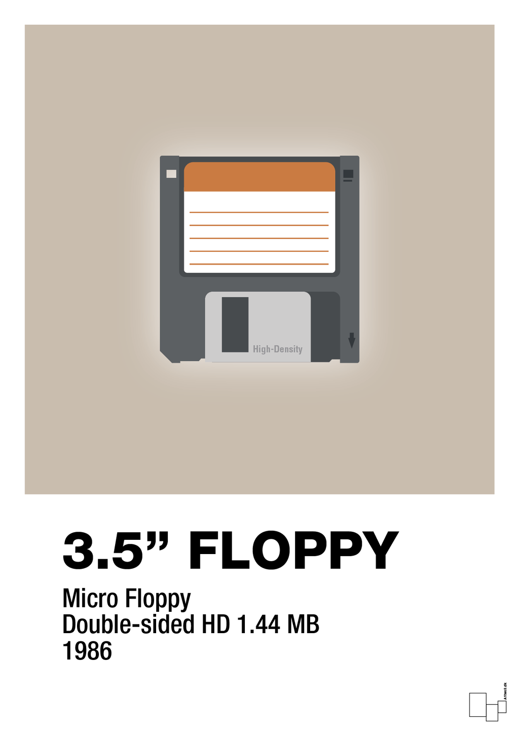 plakat: floppy disc 3.5" - creamy mushroom-Retro-A1two3