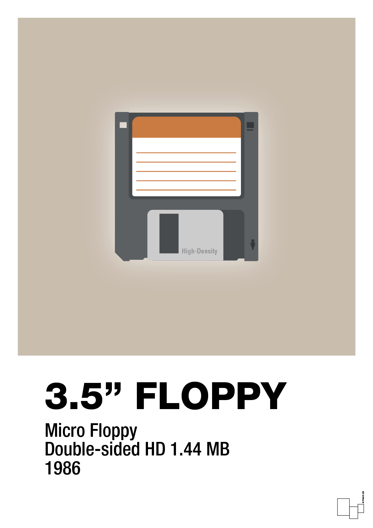 plakat: floppy disc 3.5" - creamy mushroom-Retro-A1two3