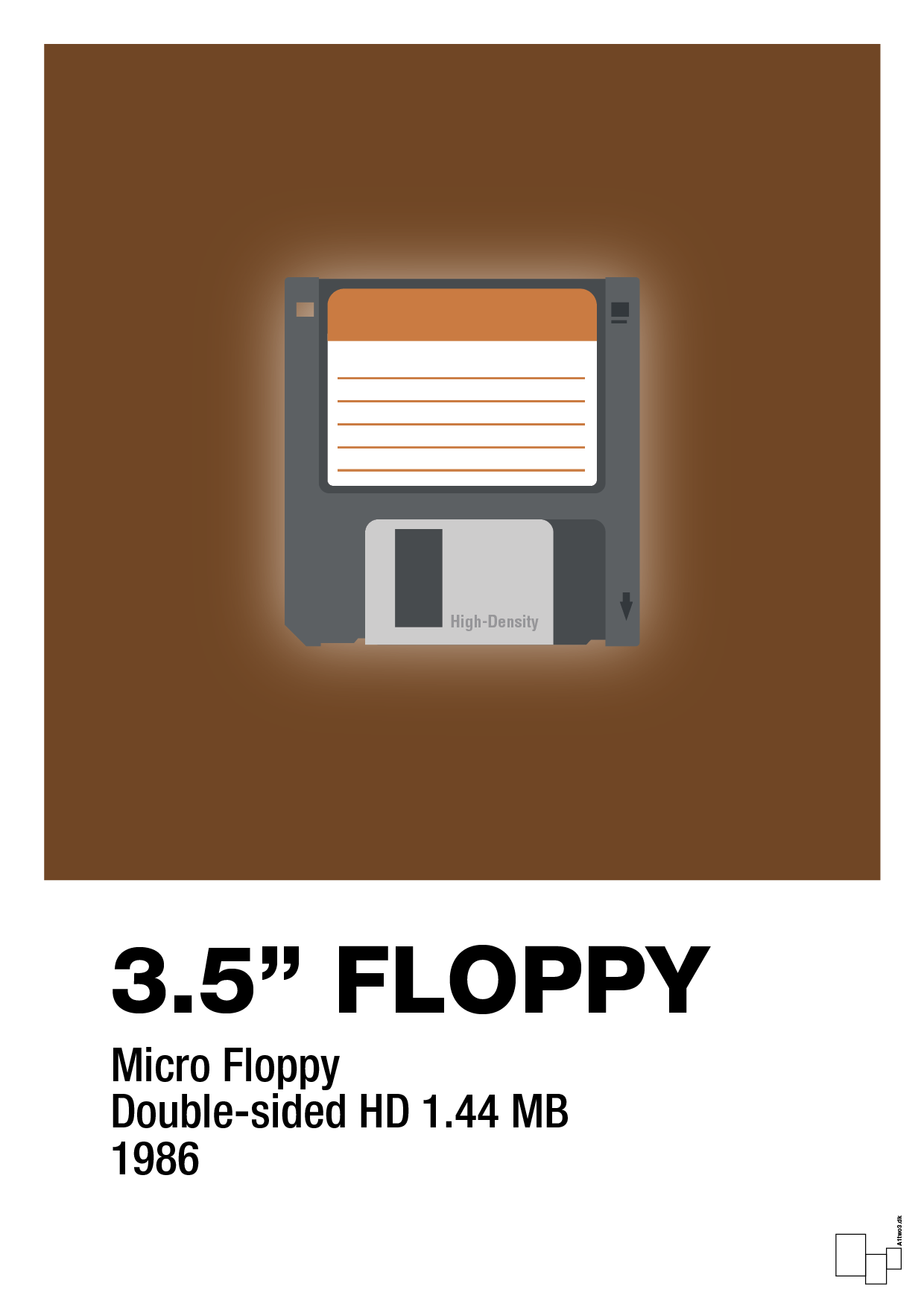plakat: floppy disc 3.5" - dark brown-Retro-A1two3