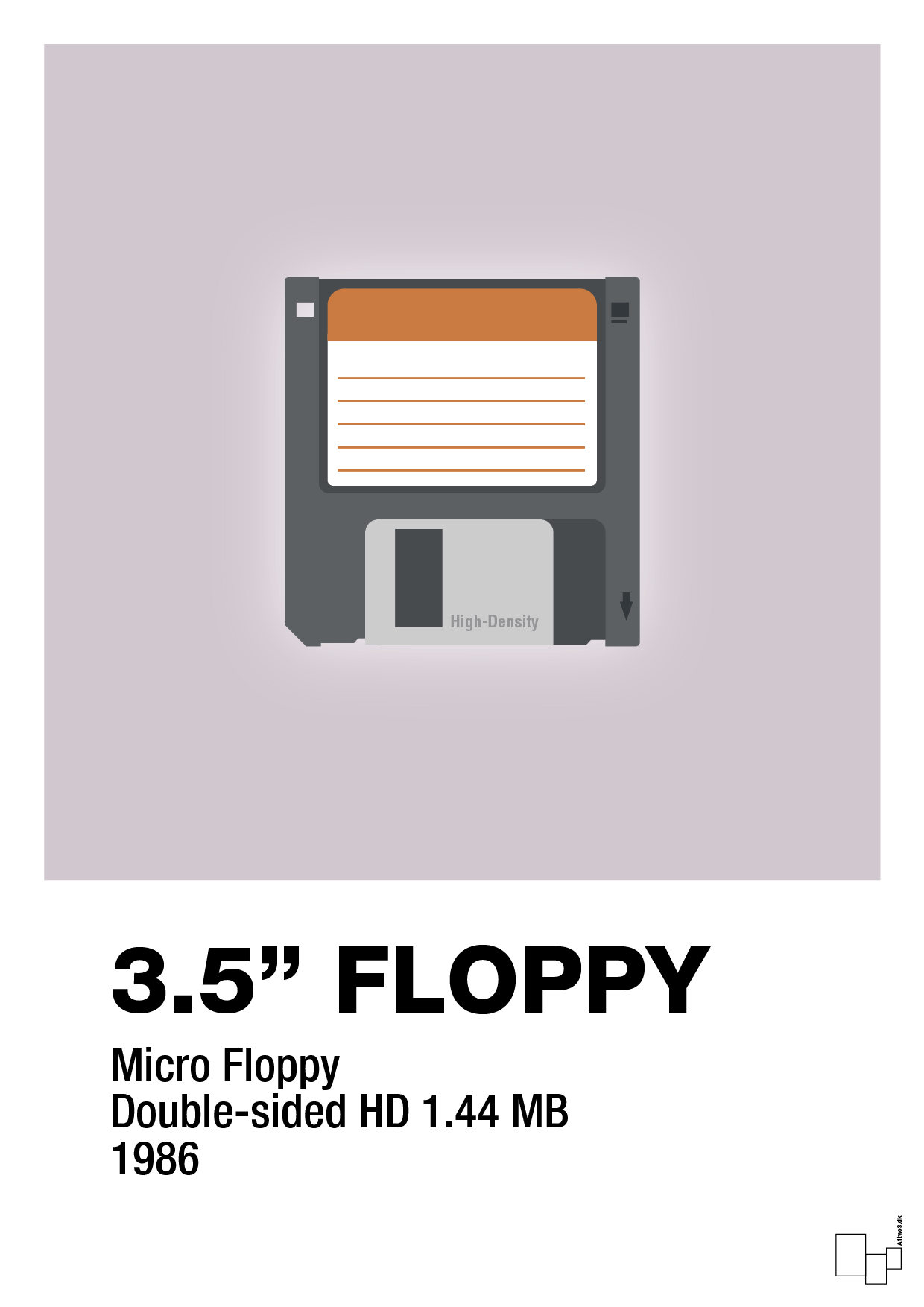 plakat: floppy disc 3.5" - dusty lilac-Retro-A1two3