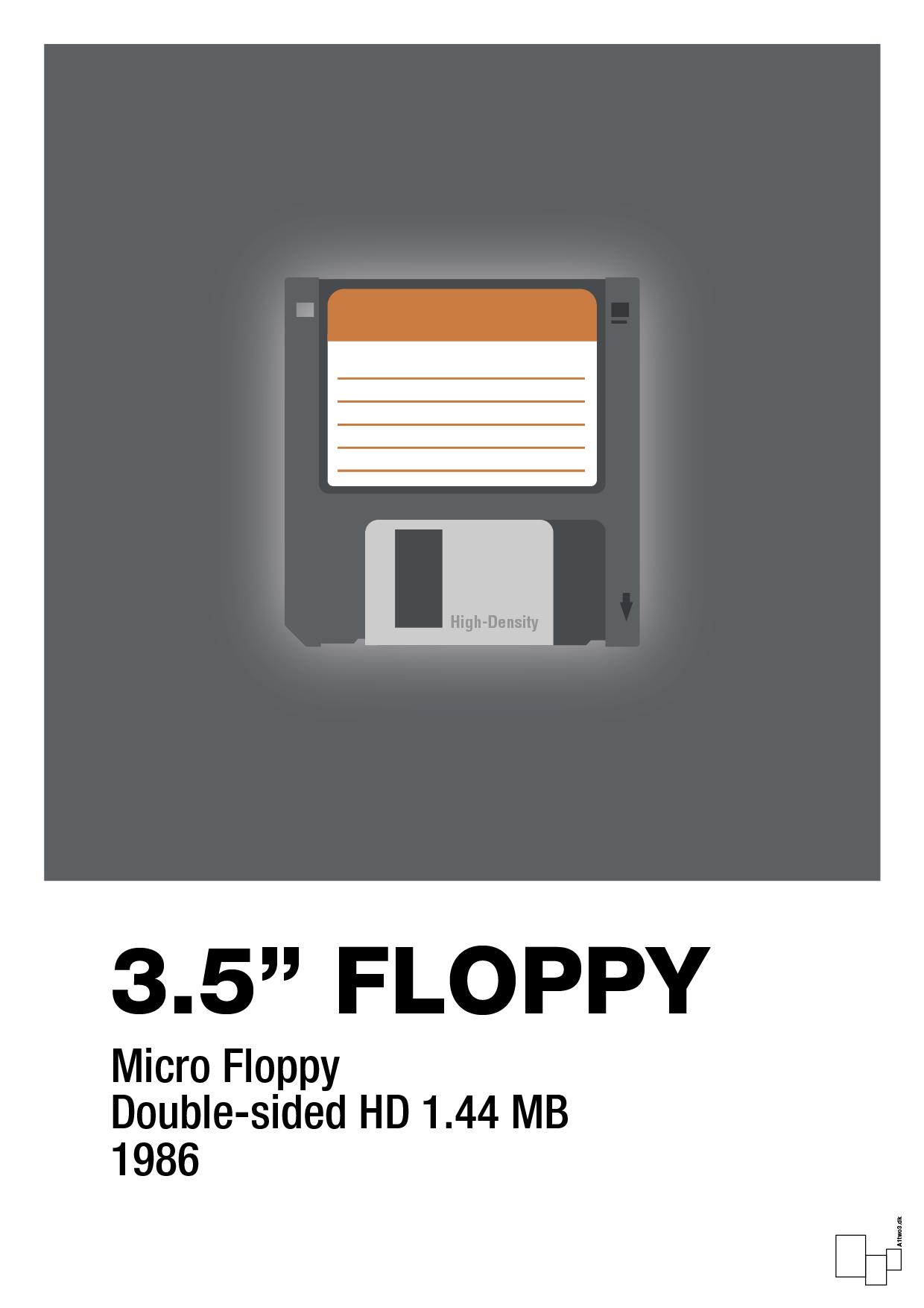 plakat: floppy disc 3.5" - graphic charcoal-Retro-A1two3
