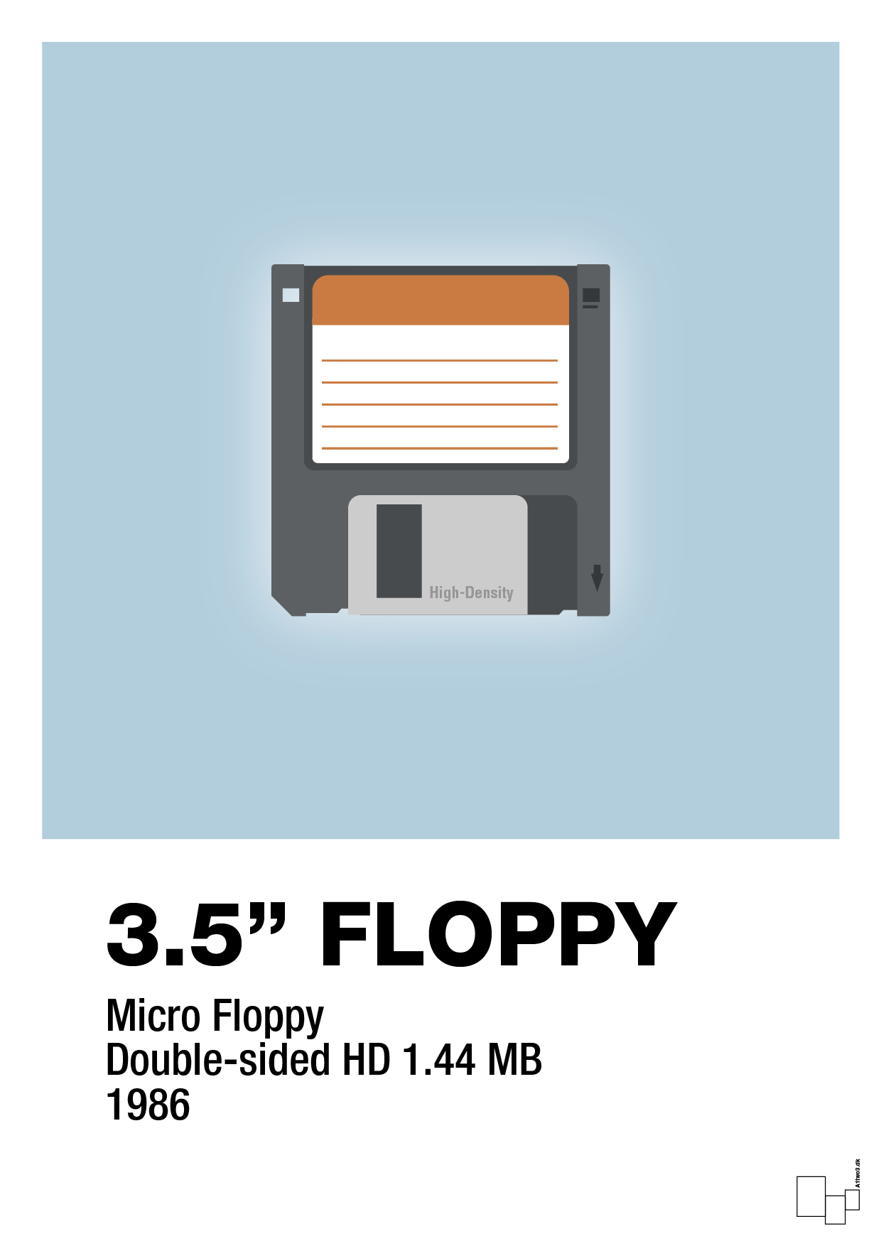 plakat: floppy disc 3.5" - heavenly blue-Retro-A1two3