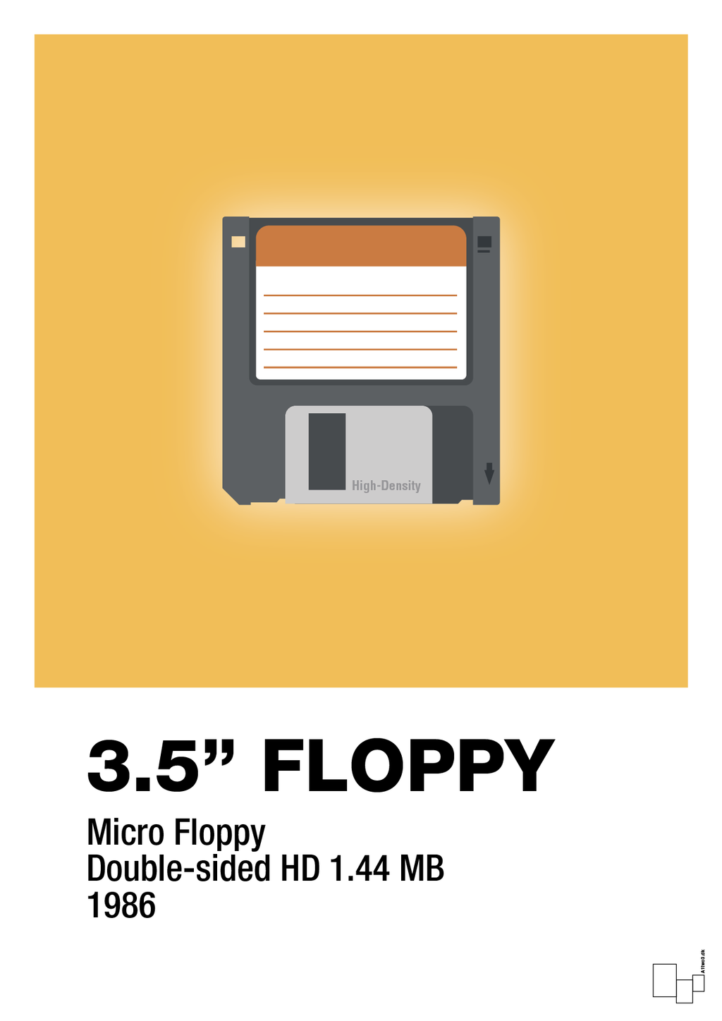 plakat: floppy disc 3.5" - honeycomb-Retro-A1two3
