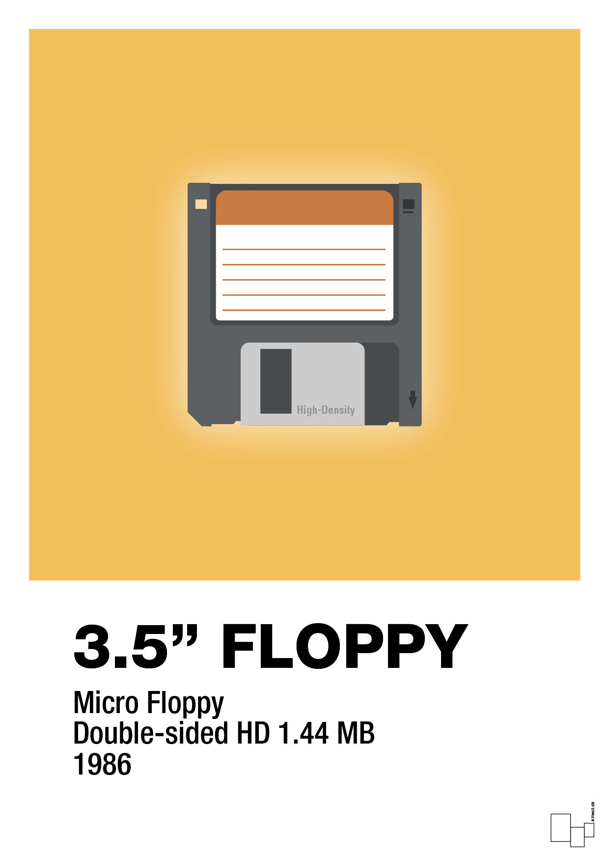plakat: floppy disc 3.5" - honeycomb-Retro-A1two3