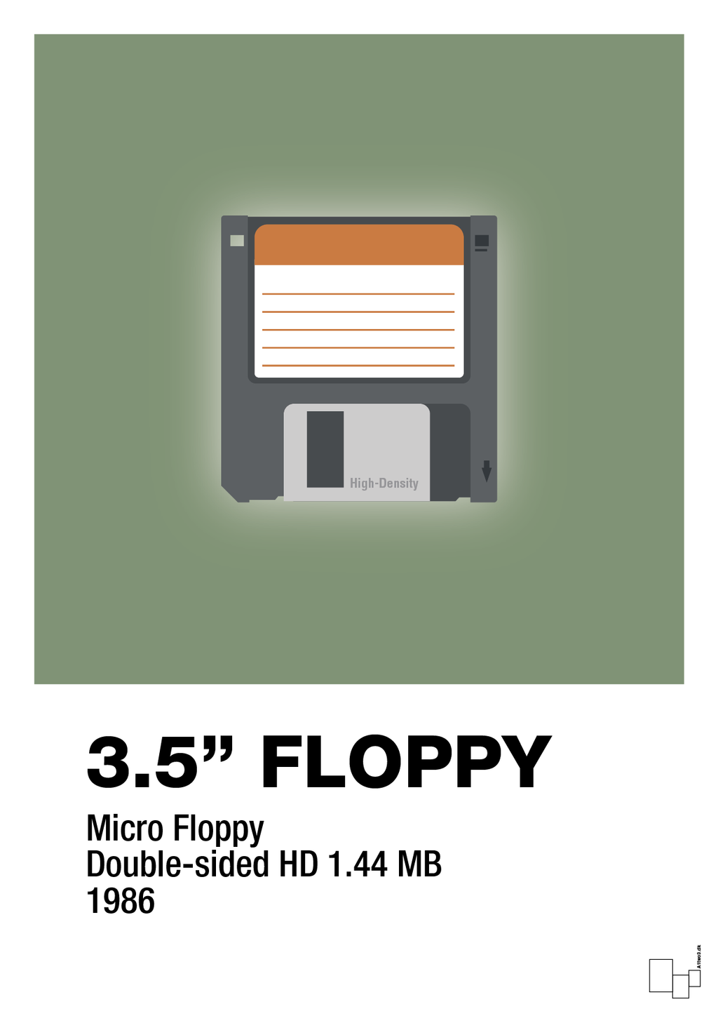 plakat: floppy disc 3.5" - jade-Retro-A1two3