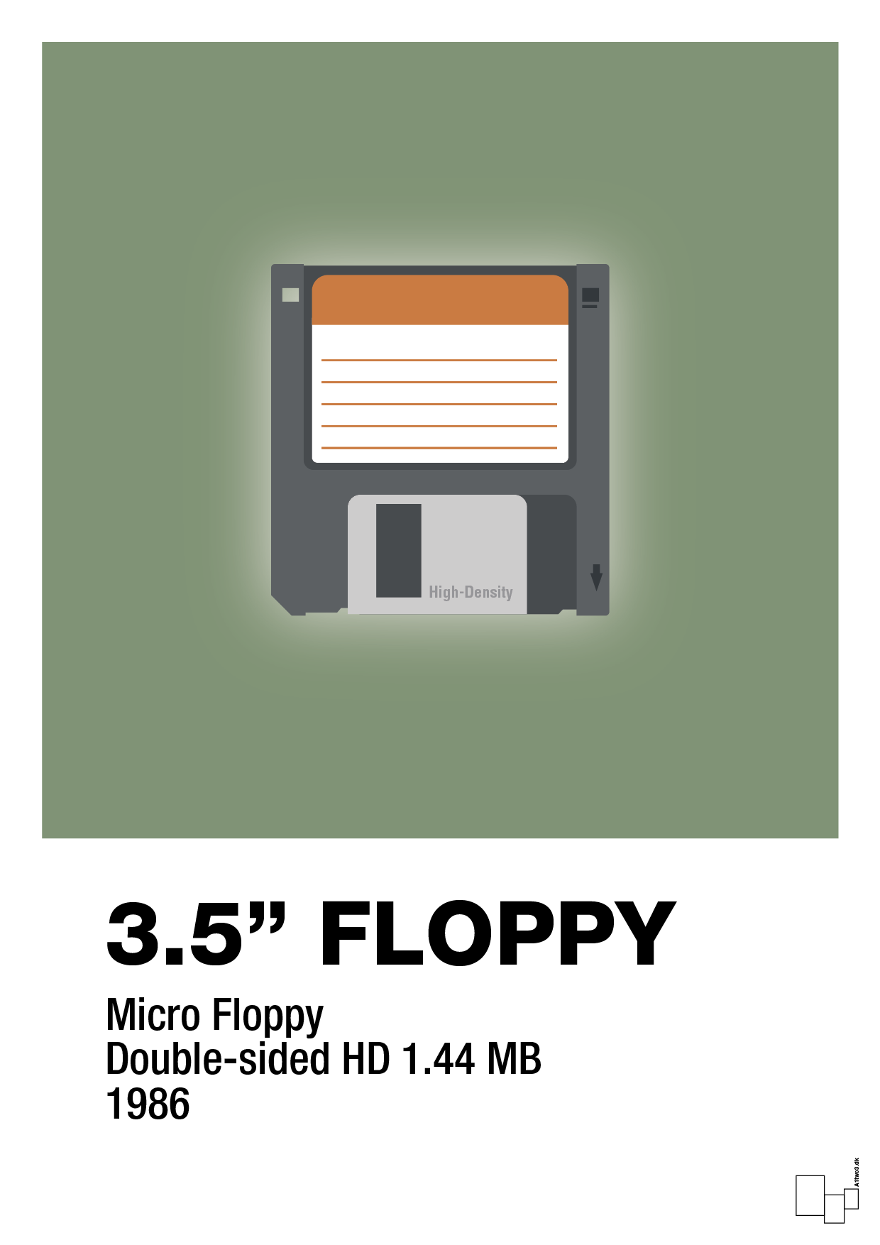 plakat: floppy disc 3.5" - jade-Retro-A1two3