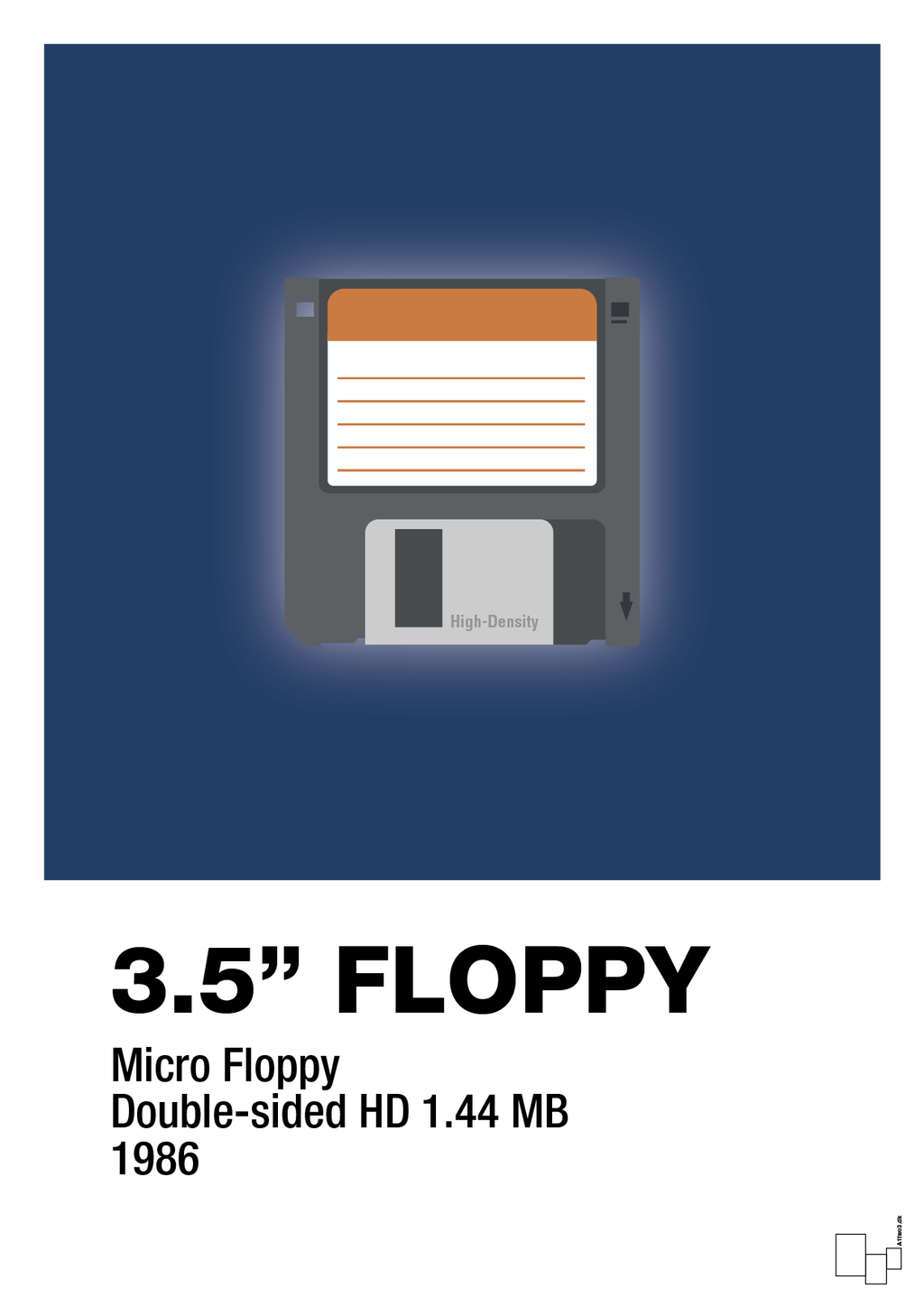 plakat: floppy disc 3.5" - lapis blue-Retro-A1two3