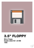 plakat: floppy disc 3.5" - light rose-Retro-A1two3
