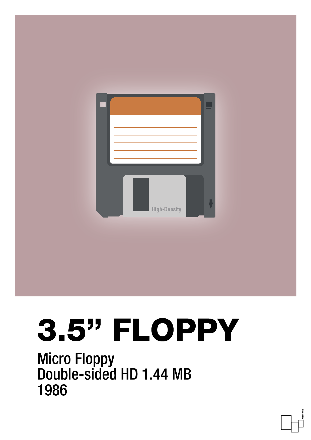 plakat: floppy disc 3.5" - light rose-Retro-A1two3