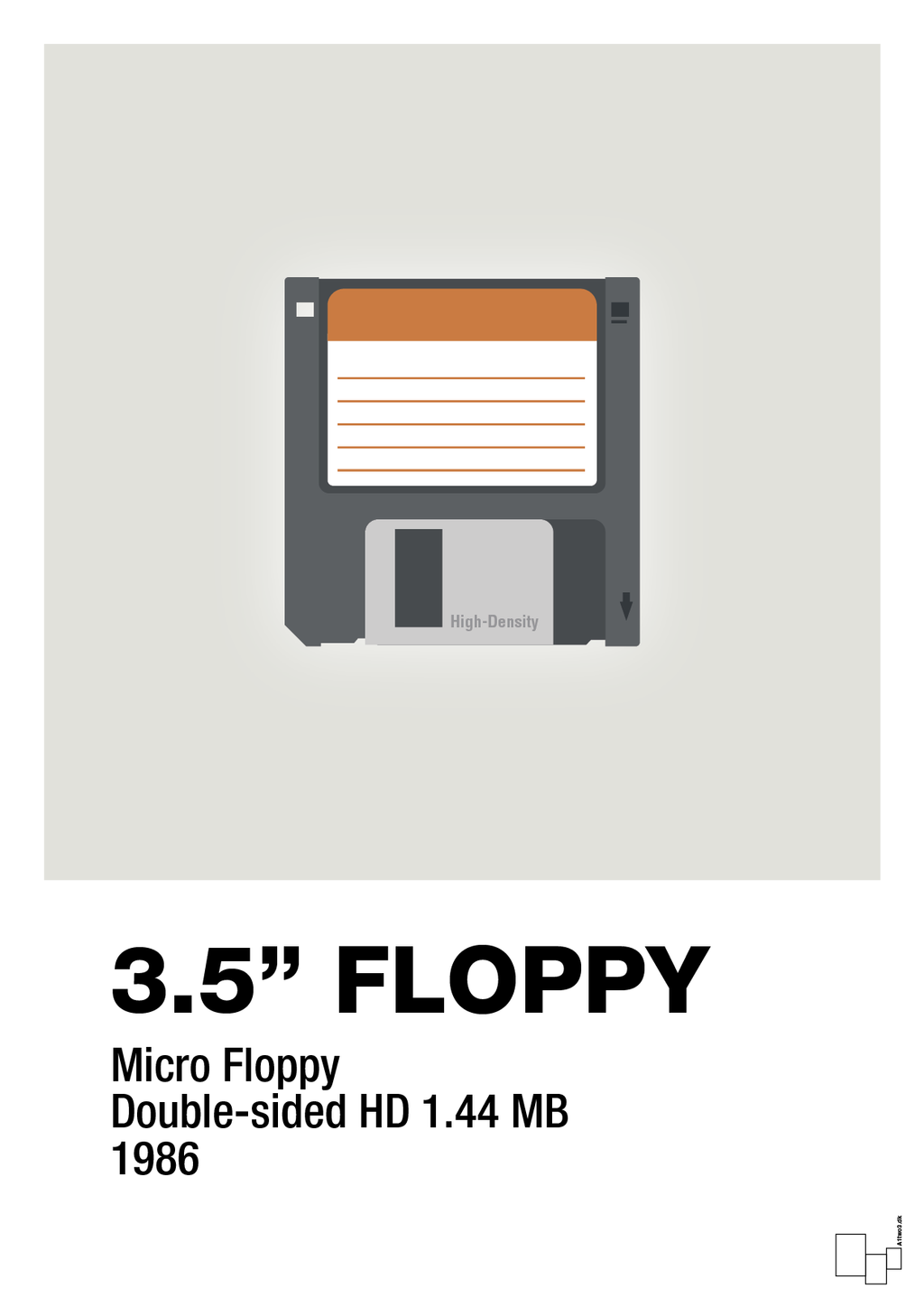 plakat: floppy disc 3.5" - painters white-Retro-A1two3