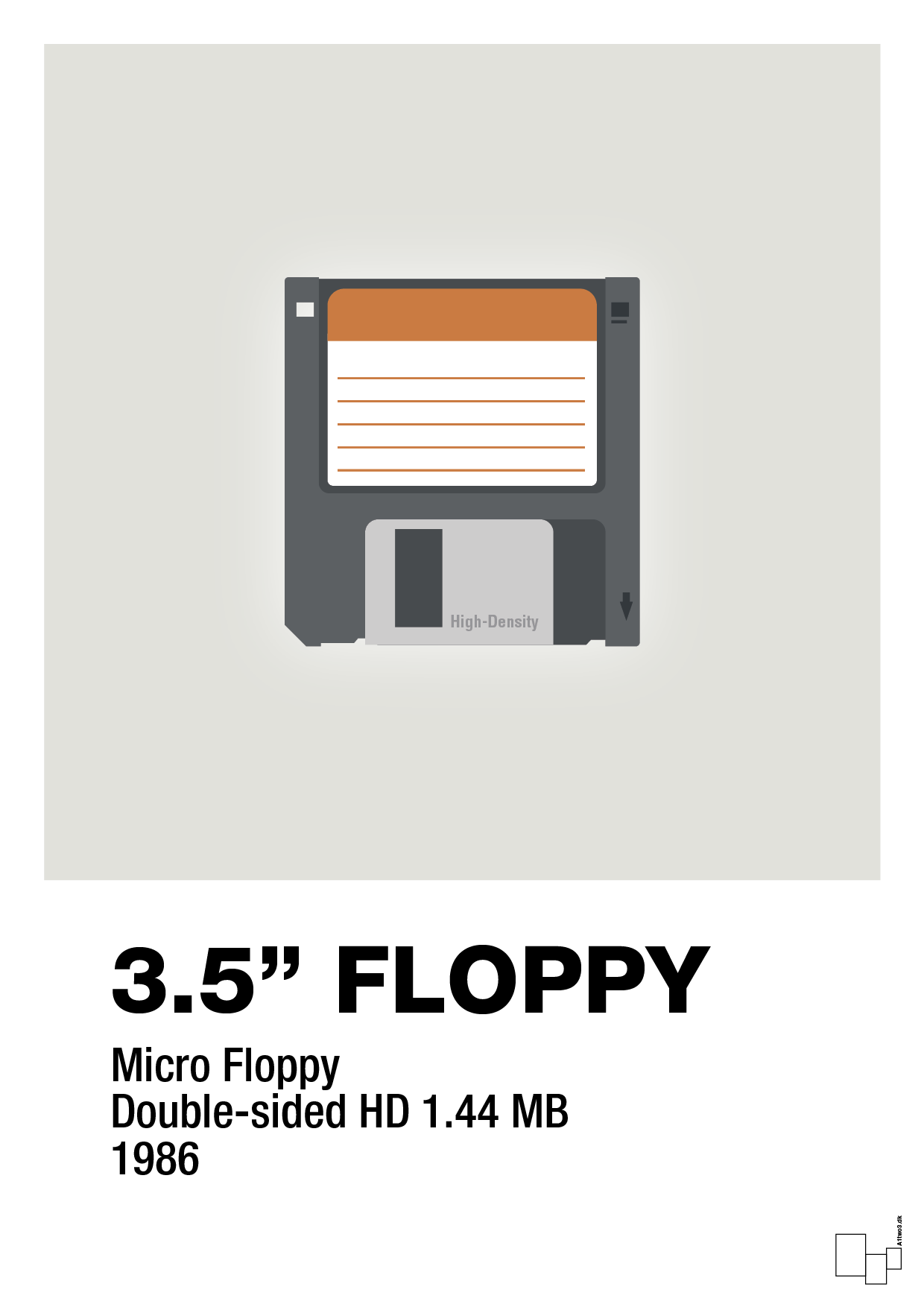 plakat: floppy disc 3.5" - painters white-Retro-A1two3