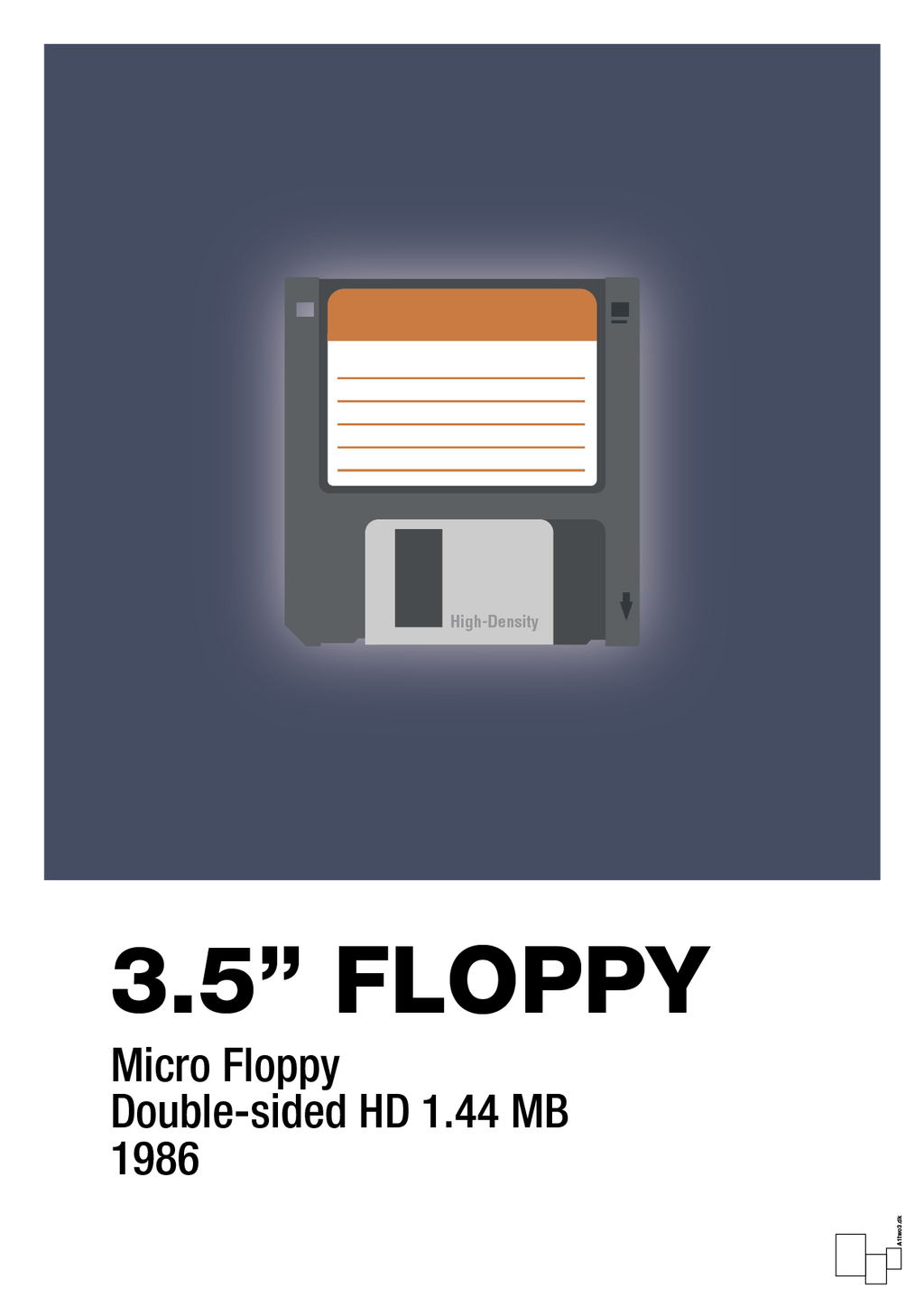 Floppy disc 3.5" - petrol-Retro-A1two3