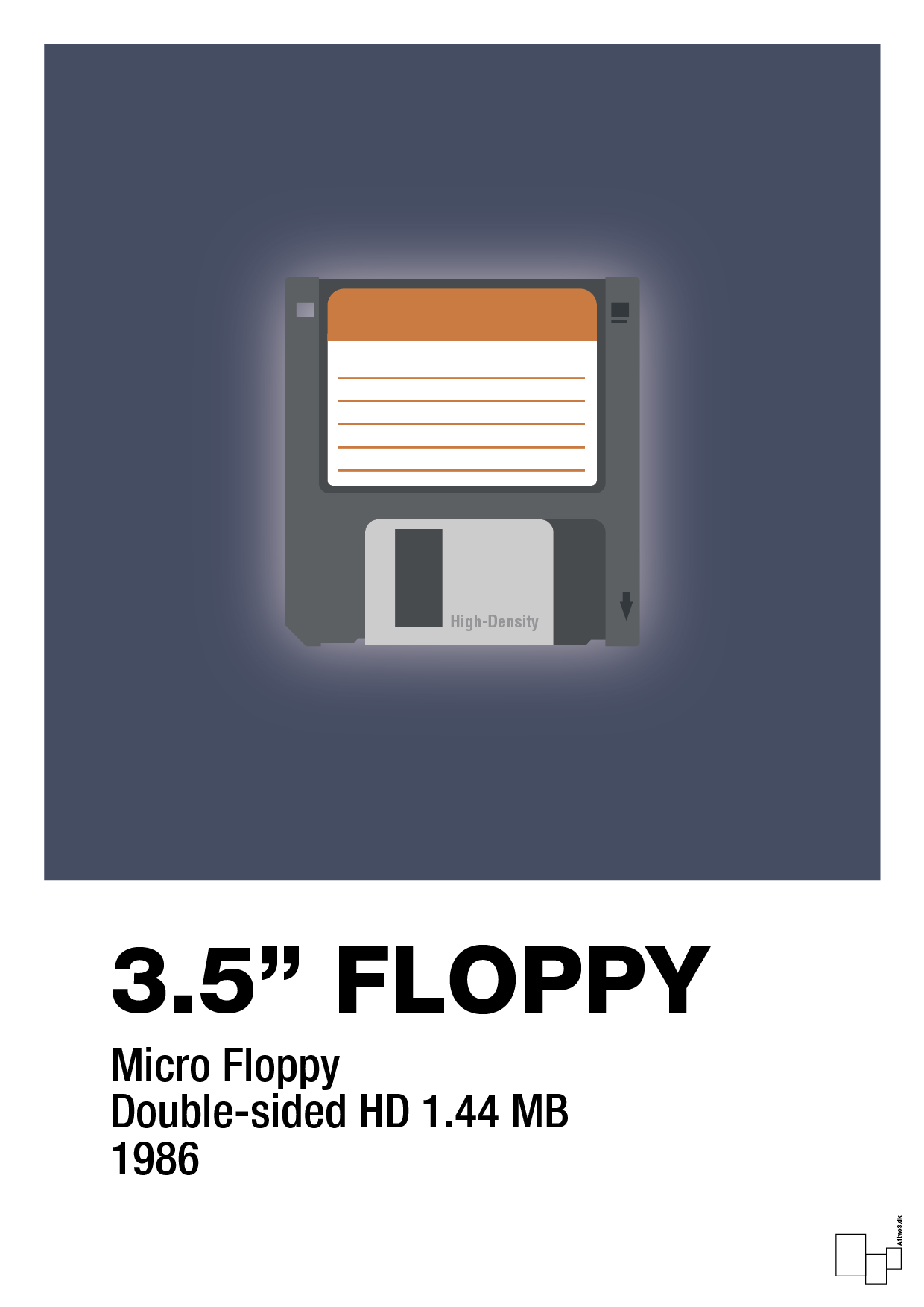 Floppy disc 3.5" - petrol-Retro-A1two3
