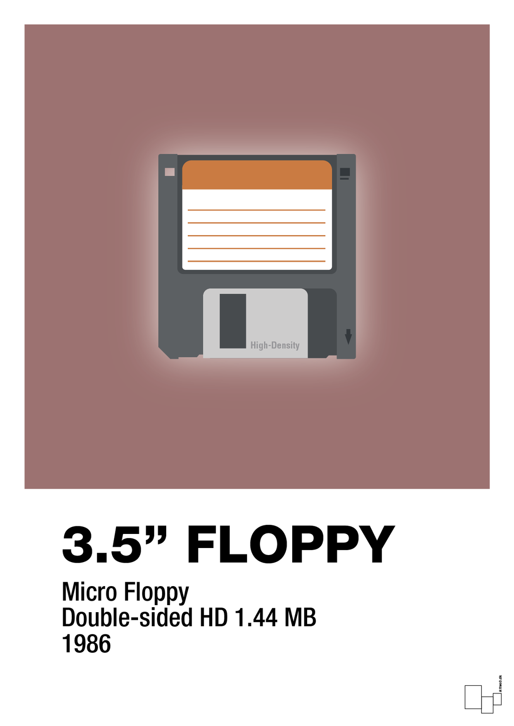 plakat: floppy disc 3.5" - plum-Retro-A1two3