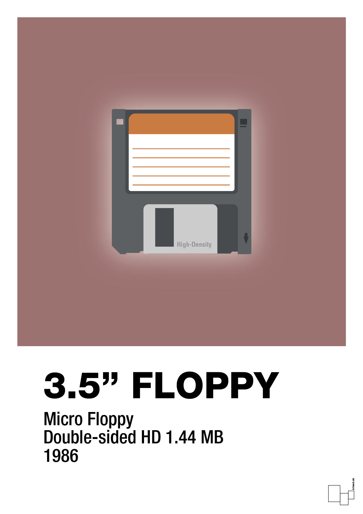plakat: floppy disc 3.5" - plum-Retro-A1two3