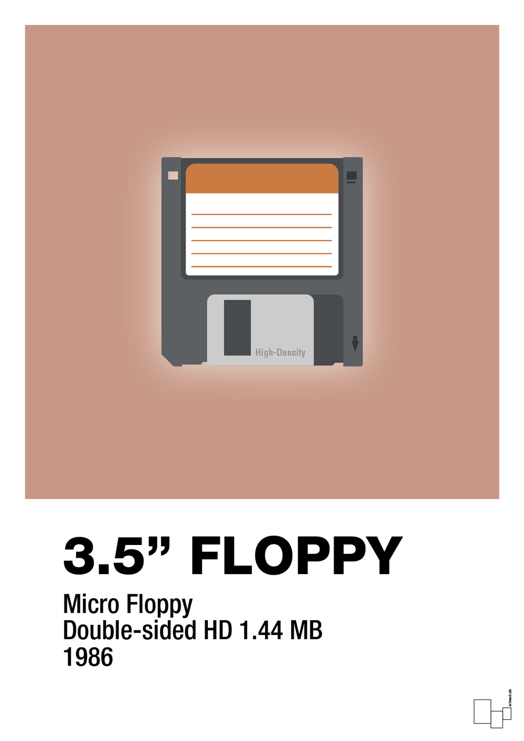 plakat: floppy disc 3.5" - powder-Retro-A1two3