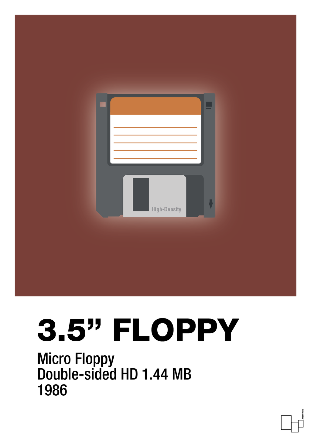 plakat: floppy disc 3.5" - red pepper-Retro-A1two3