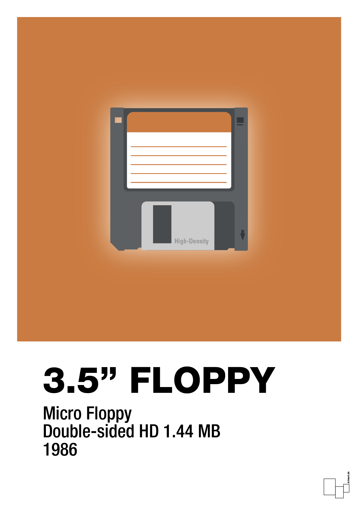 plakat: floppy disc 3.5" - rumba orange-Retro-A1two3