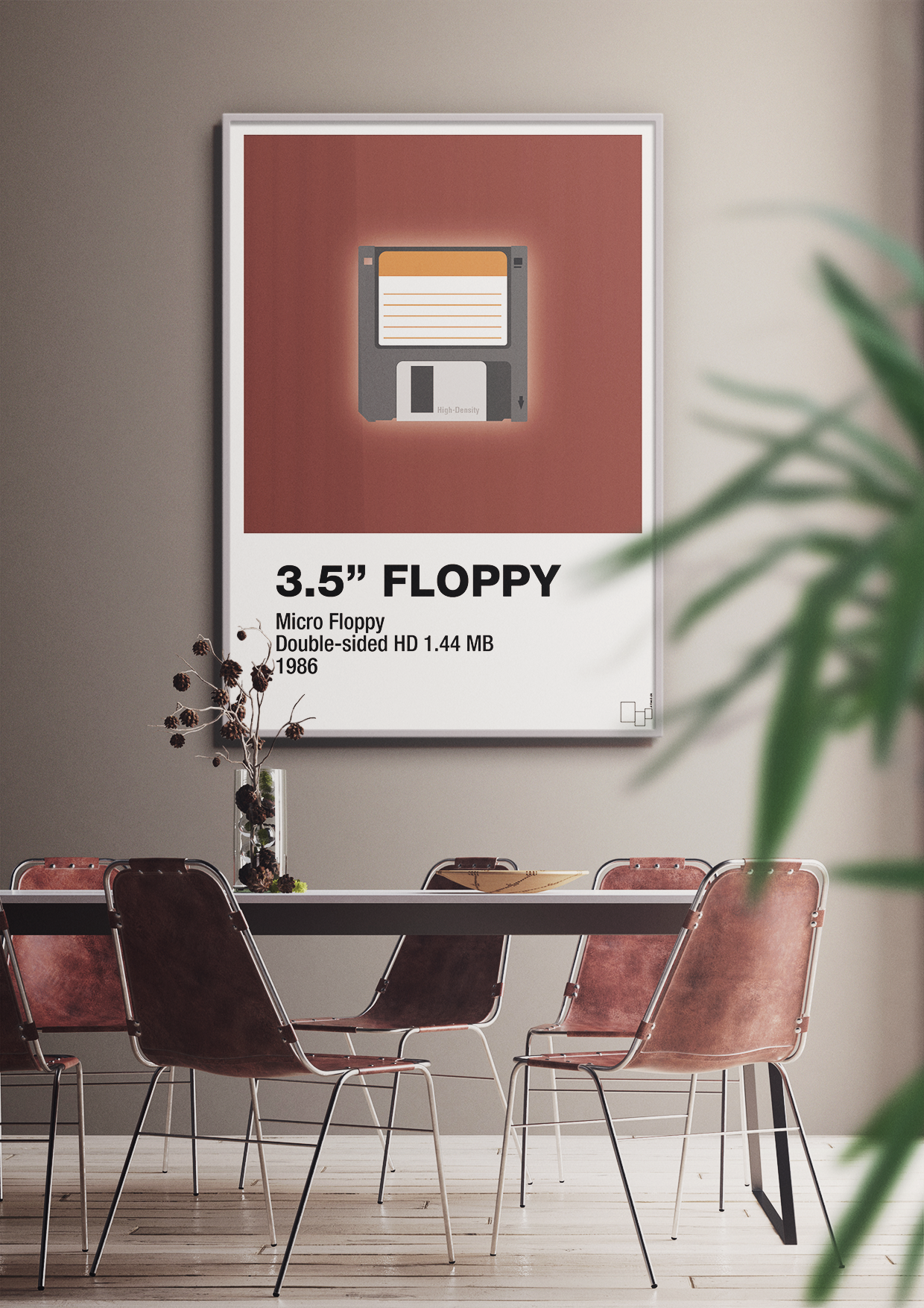 plakat: floppy disc 3.5" - rumba orange-Retro-A1two3