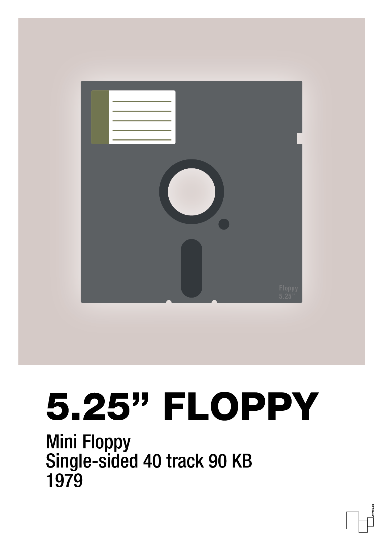 plakat: floppy disc 5.25" - broken beige-Retro-A1two3