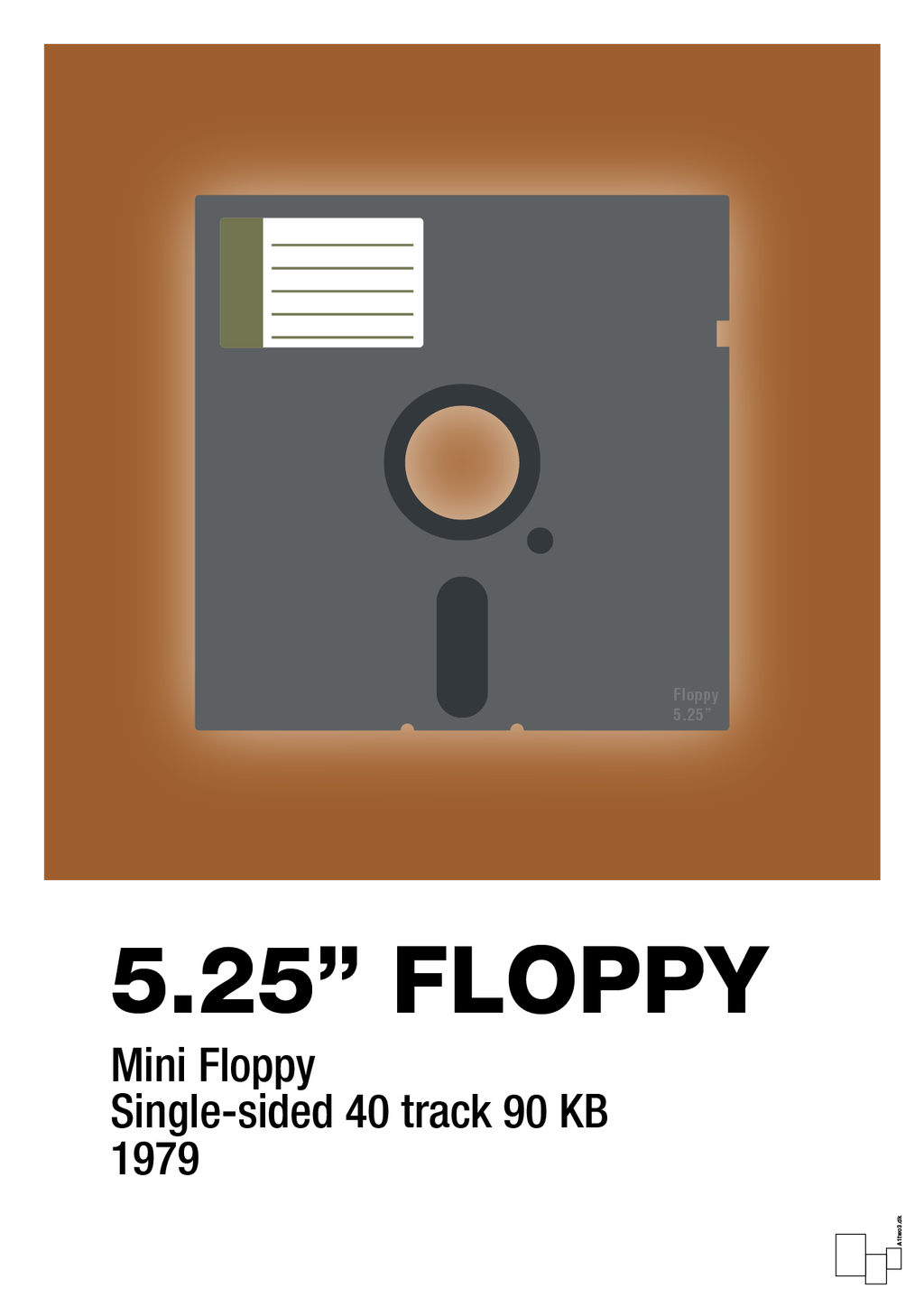 plakat: floppy disc 5.25" - cognac-Retro-A1two3