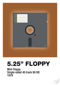 plakat: floppy disc 5.25" - cognac-Retro-A1two3