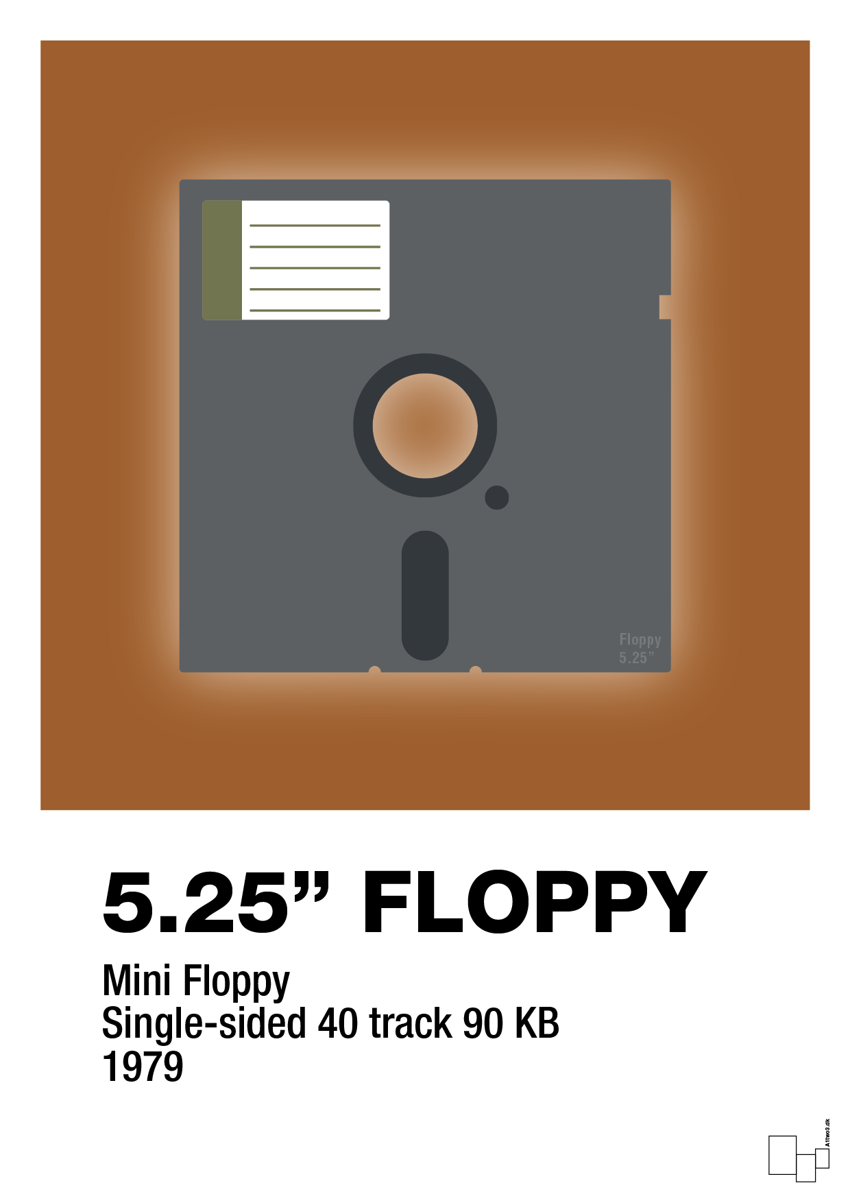 plakat: floppy disc 5.25" - cognac-Retro-A1two3