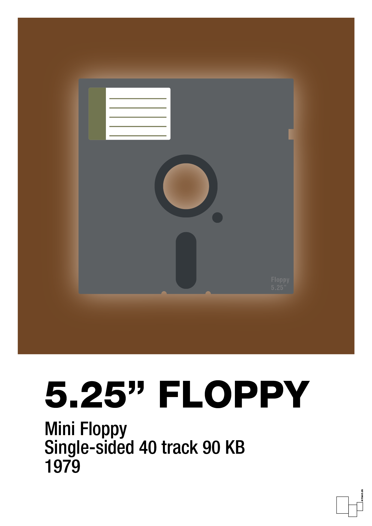 plakat: floppy disc 5.25" - dark brown-Retro-A1two3