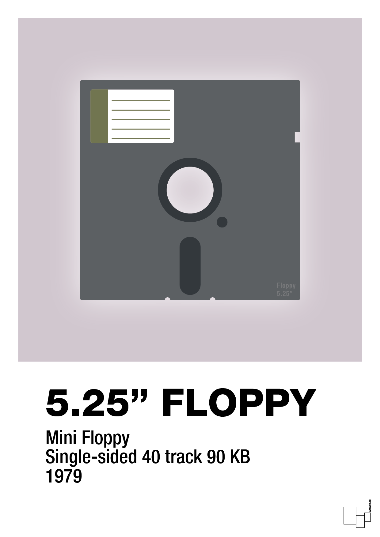 plakat: floppy disc 5.25" - dusty lilac-Retro-A1two3