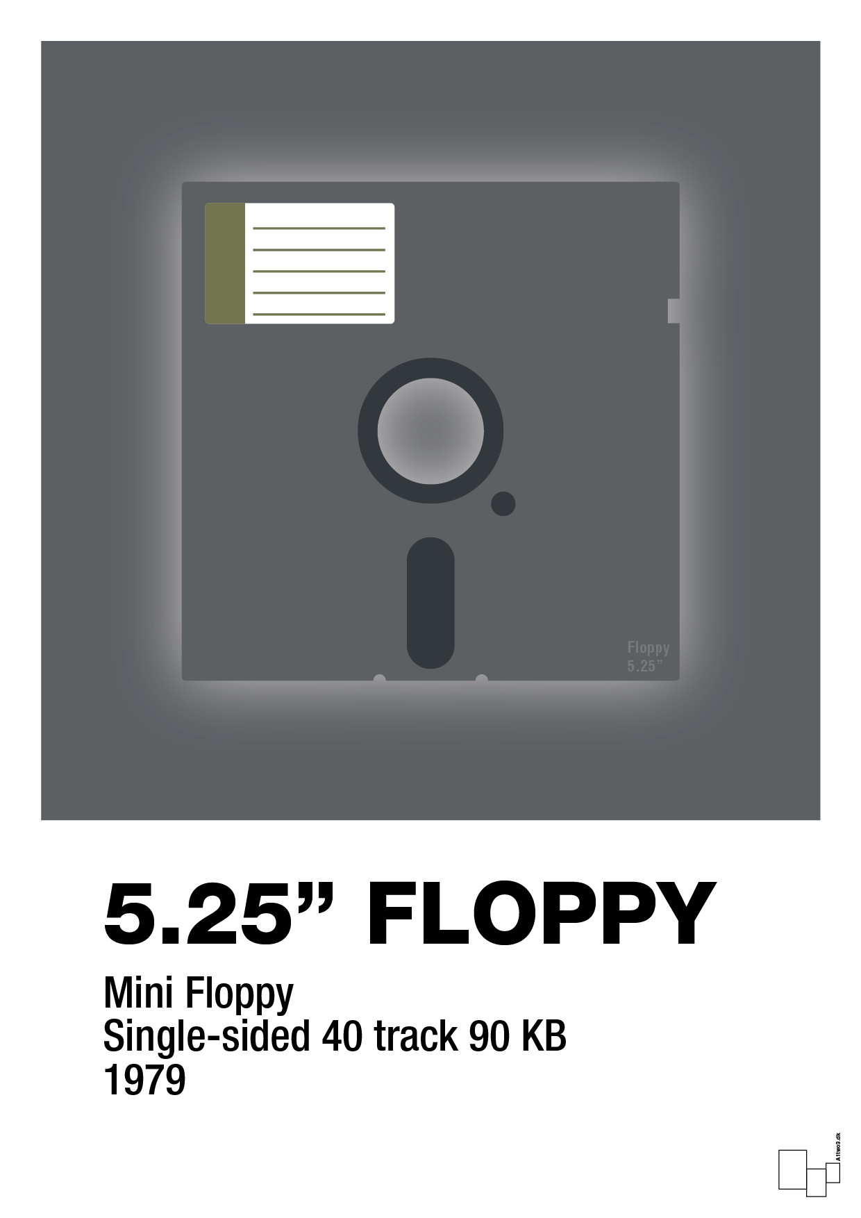 plakat: floppy disc 5.25" - graphic charcoal-Retro-A1two3
