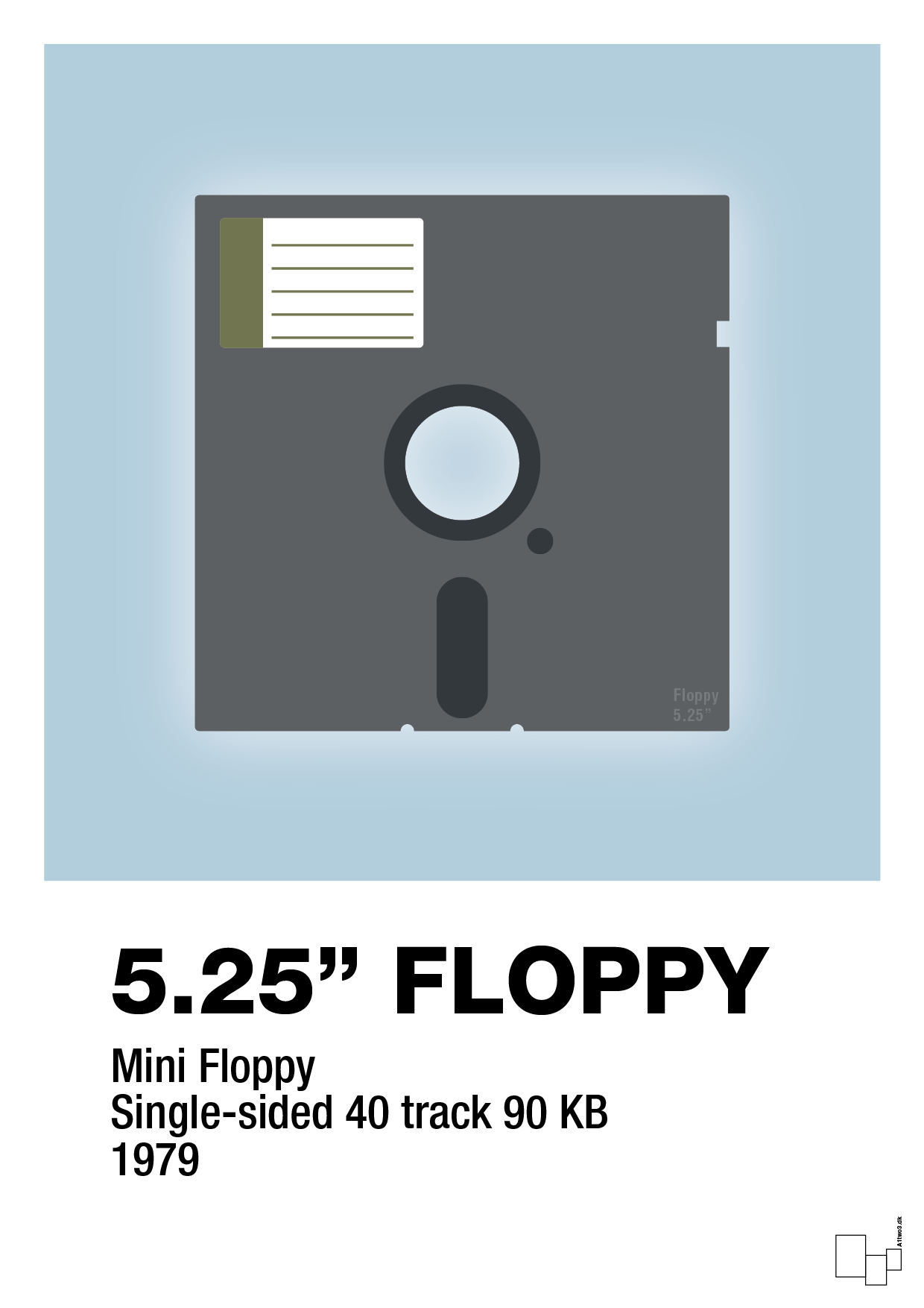 plakat: floppy disc 5.25" - heavenly blue-Retro-A1two3