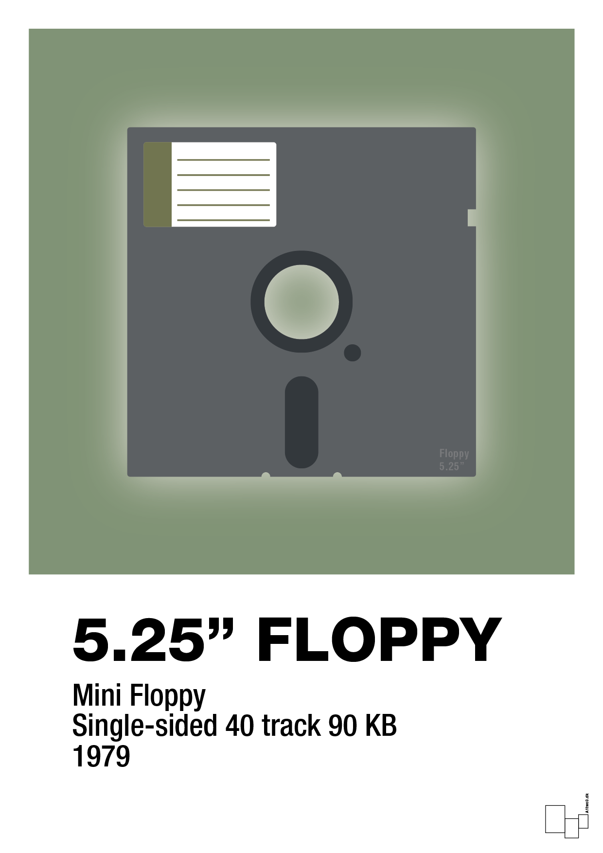 plakat: floppy disc 5.25" - jade-Retro-A1two3