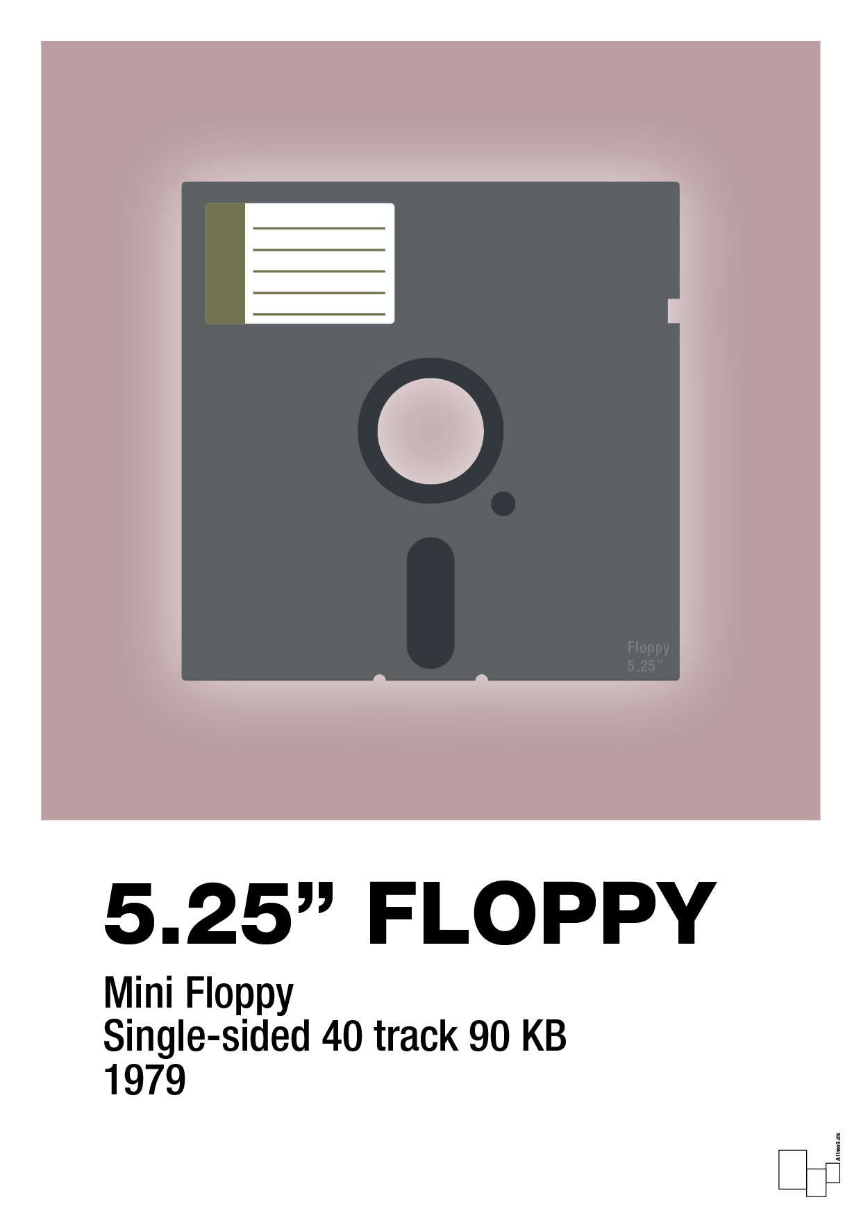 plakat: floppy disc 5.25" - light rose-Retro-A1two3
